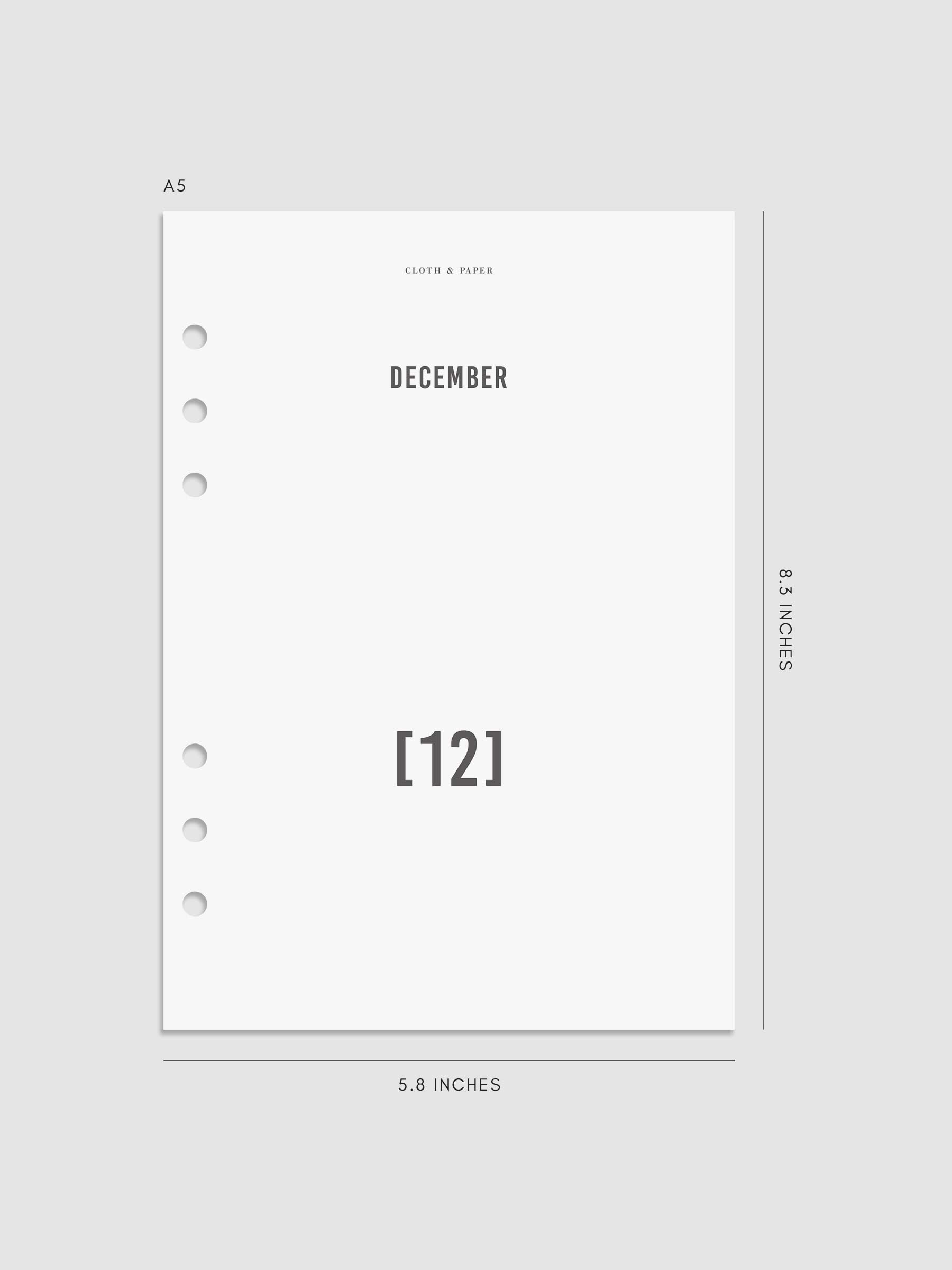 Digital mockup of dashboard in A5. Month shown is December.