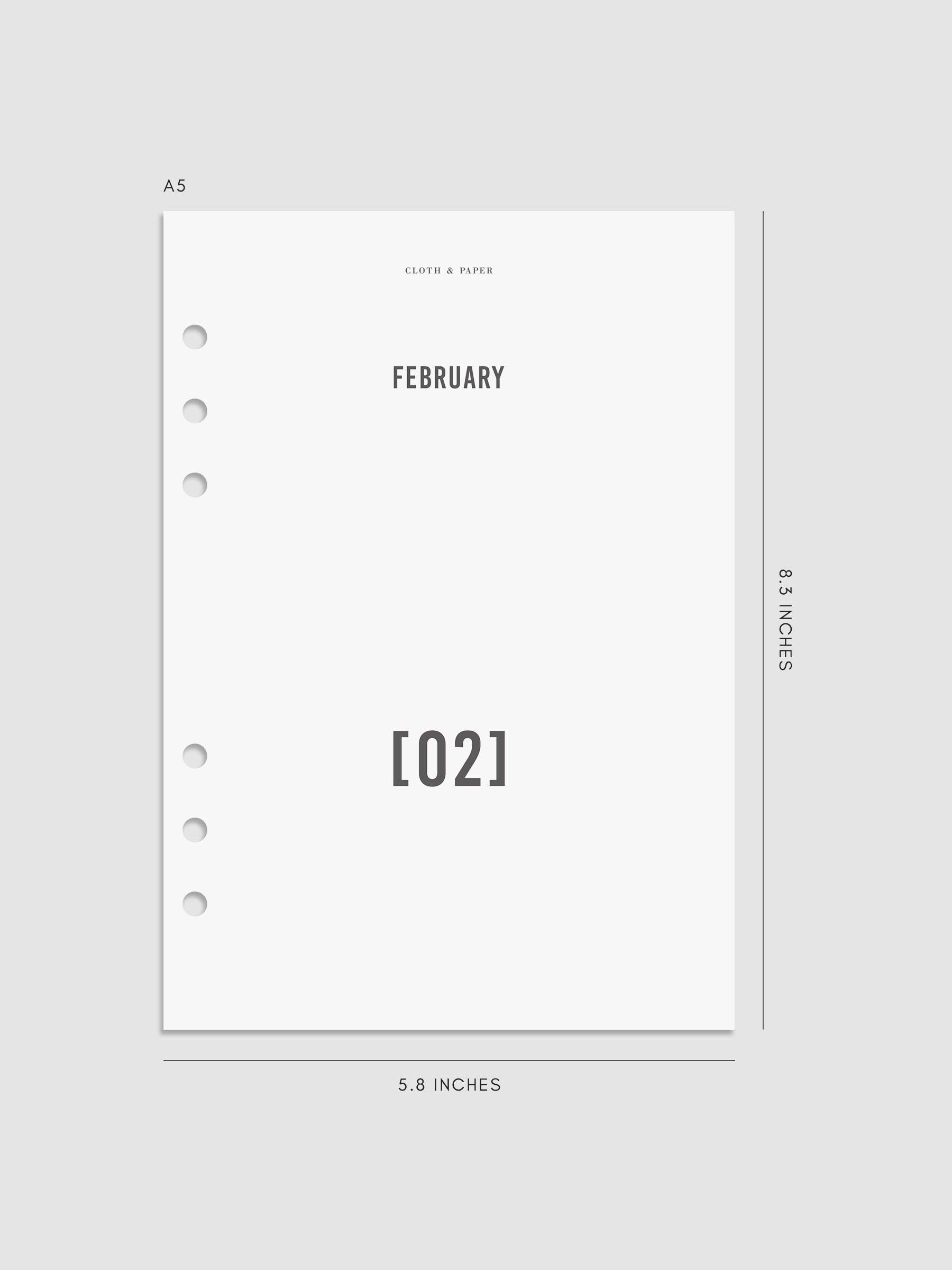 Digital mockup of dashboard in A5. Month shown is February.