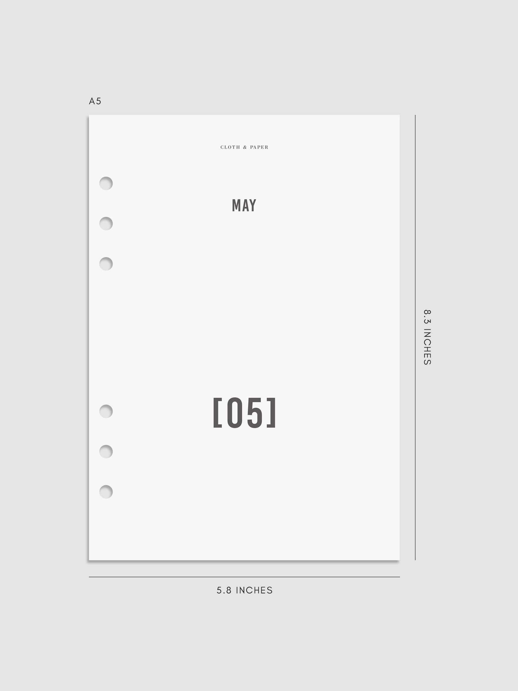 Digital mockup of dashboard in A5. Month shown is May.