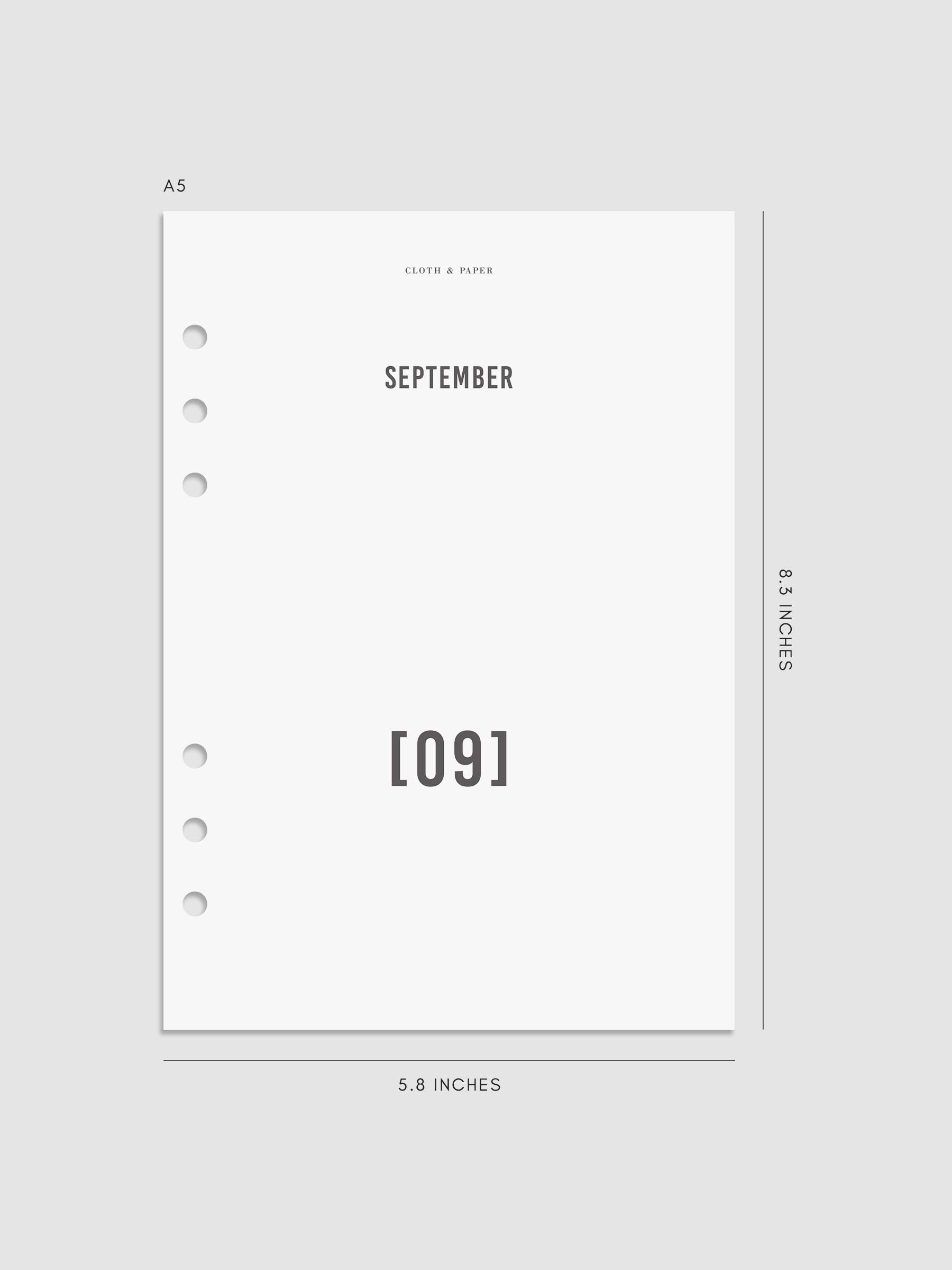 Digital mockup of dashboard in A5. Month shown is September.