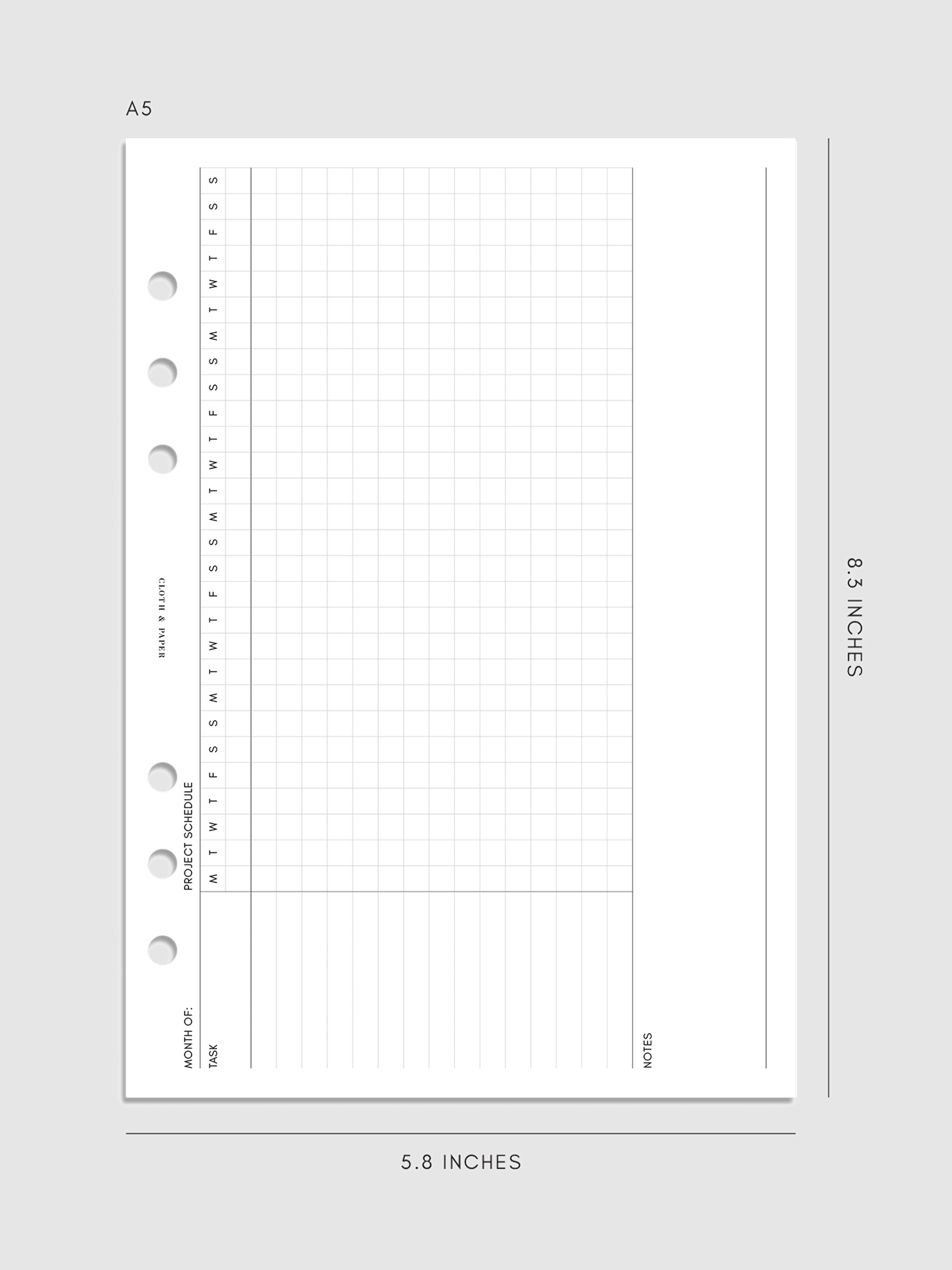 Gantt Chart Planner Inserts | Refreshed Layout