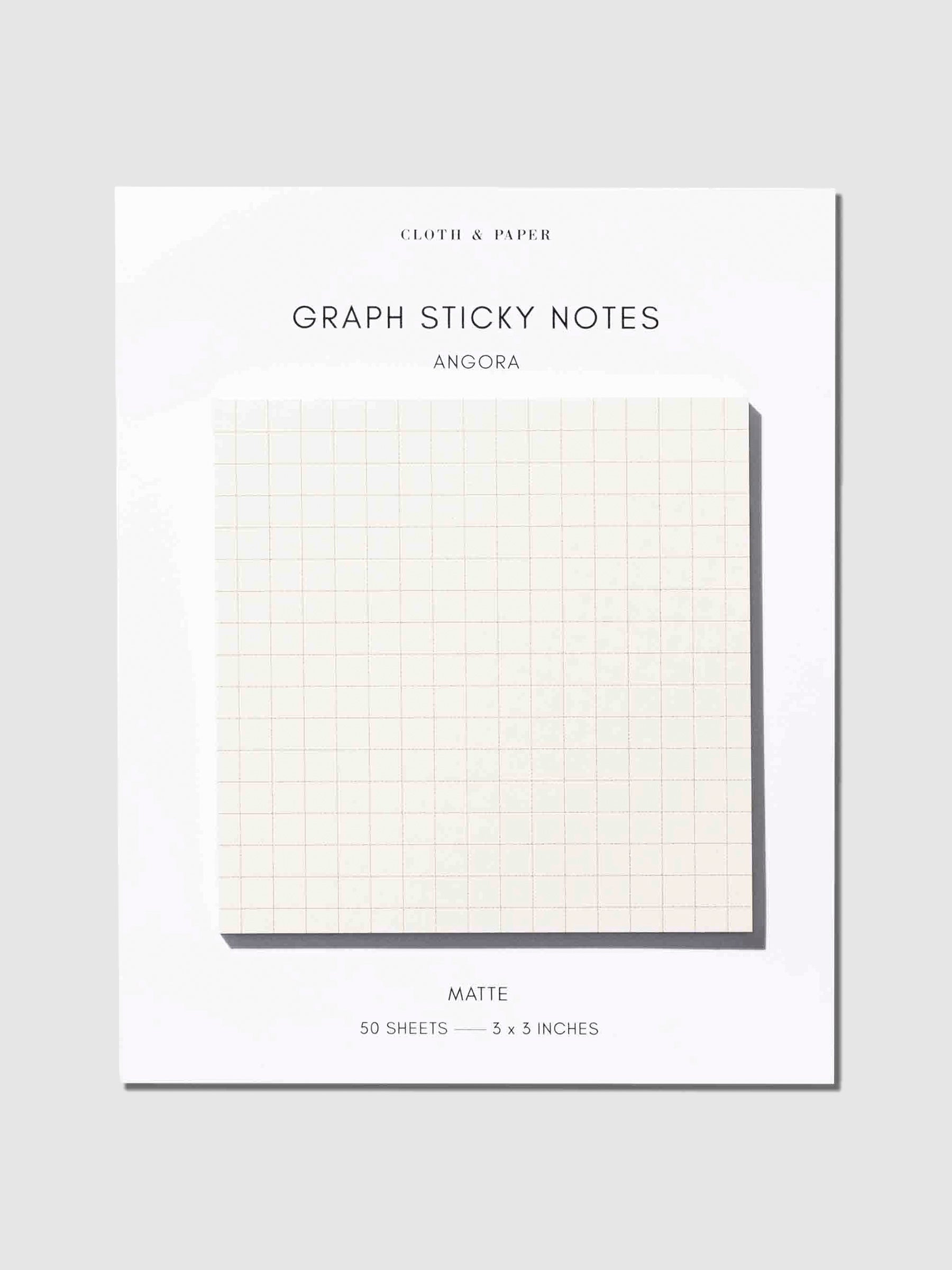Graph Sticky Notes, Angora, Cloth and Paper. Sticky note shown on its backing on a neutral background.
