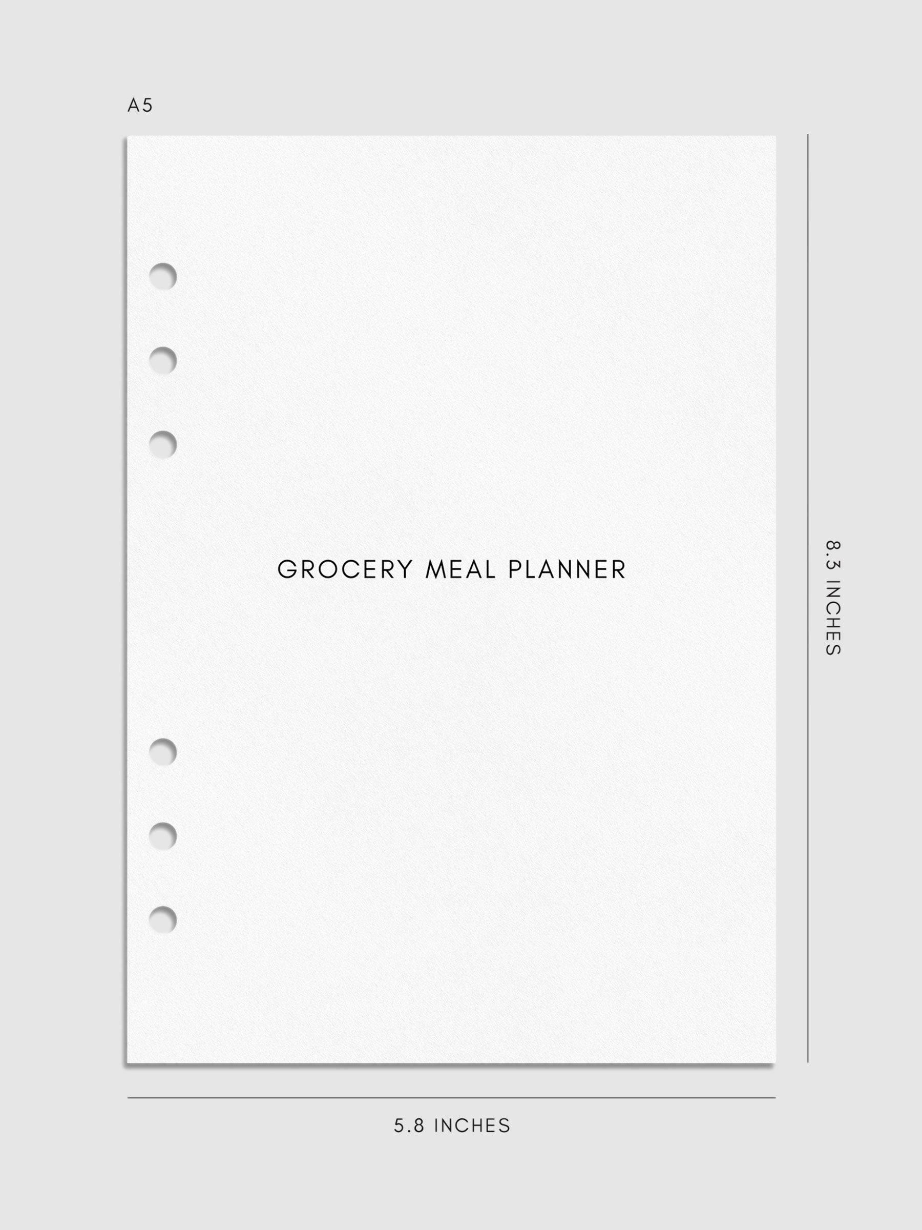Digital mockup of grocery list in A5 sizing.