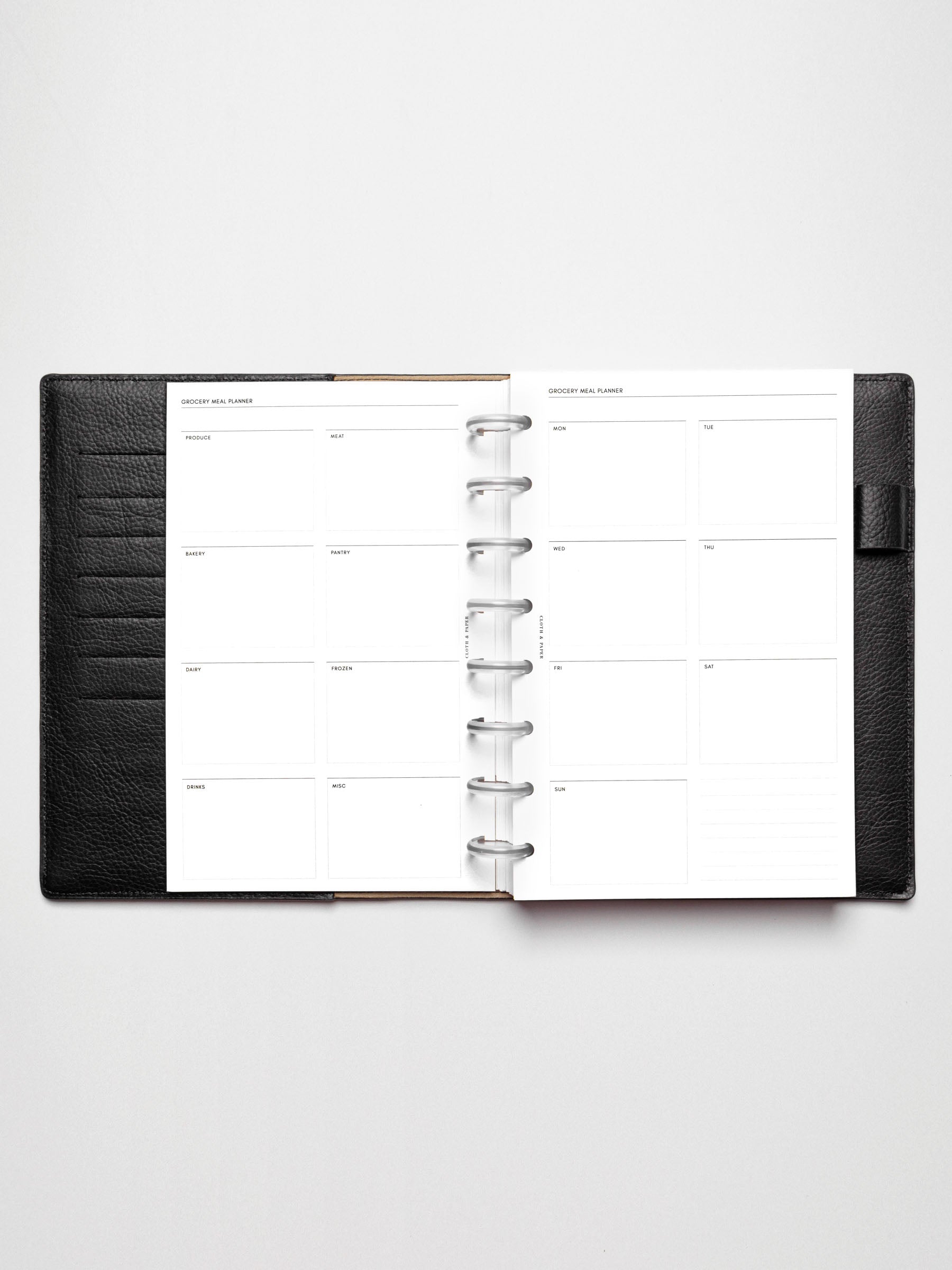 Grocery Meal Planner Insert inside an opened planner.