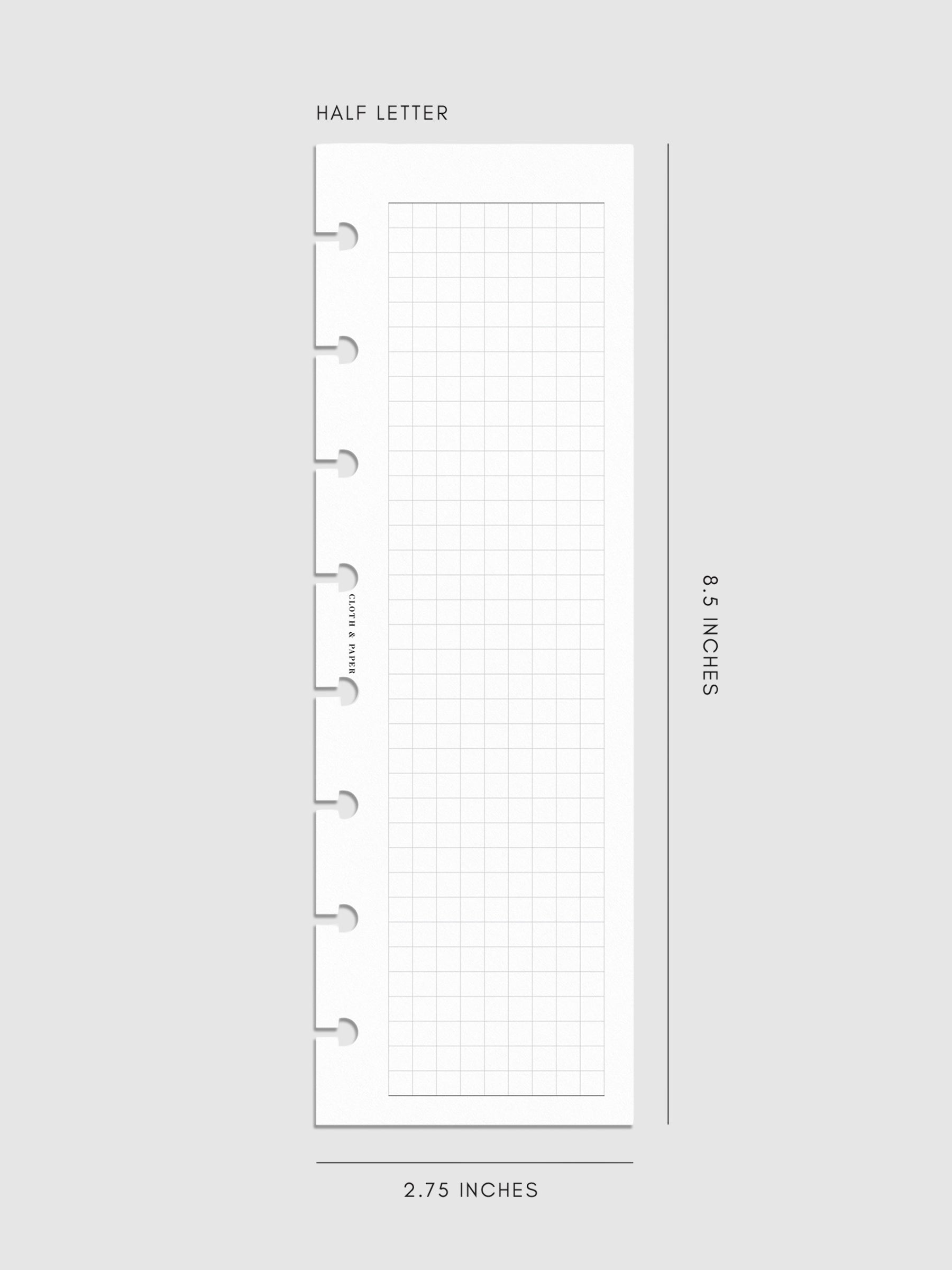 Digital mockup of inserts in Half Letter.