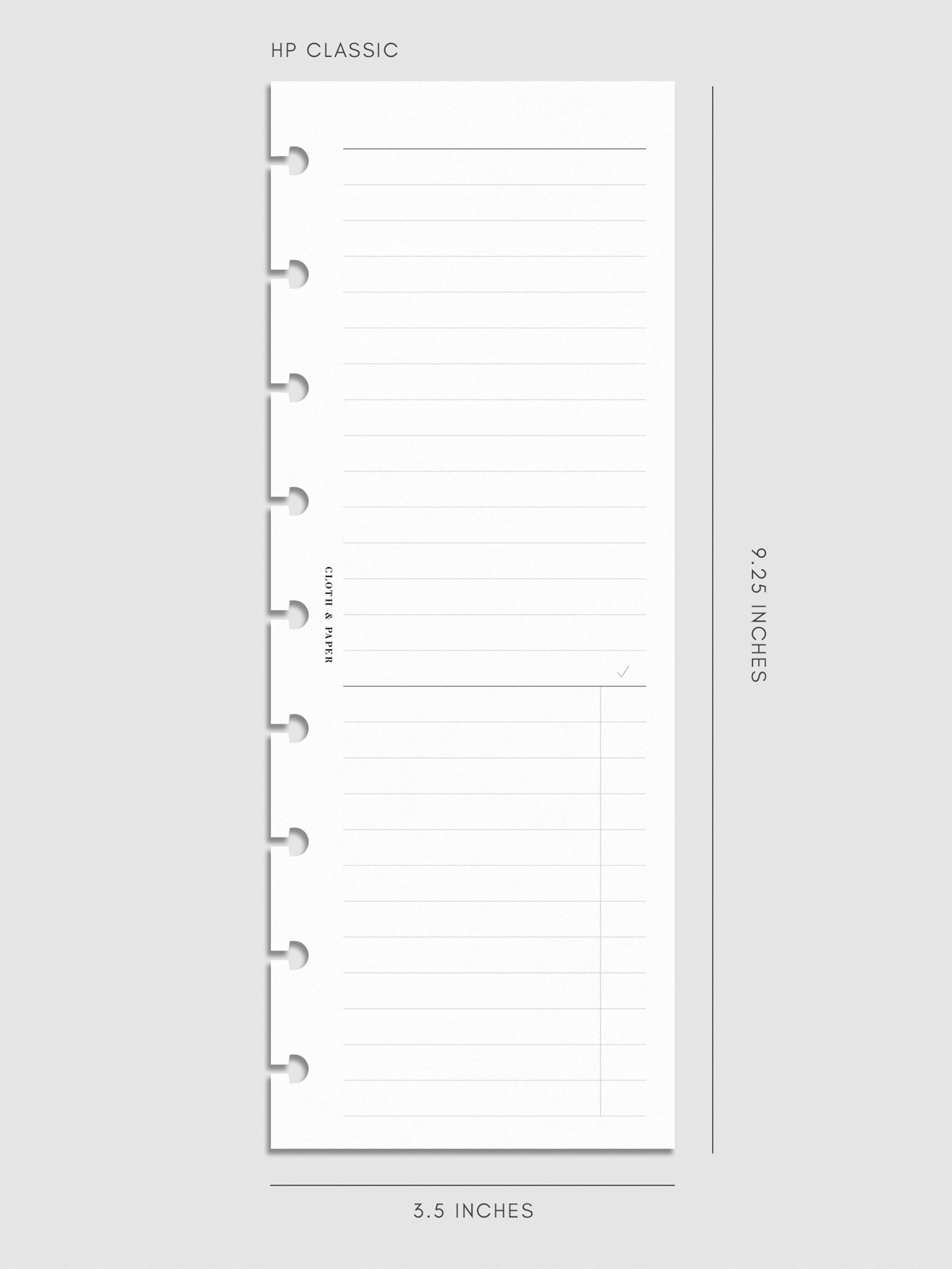 Digital mockup of insert on a neutral background. Size shown is HP Classic.