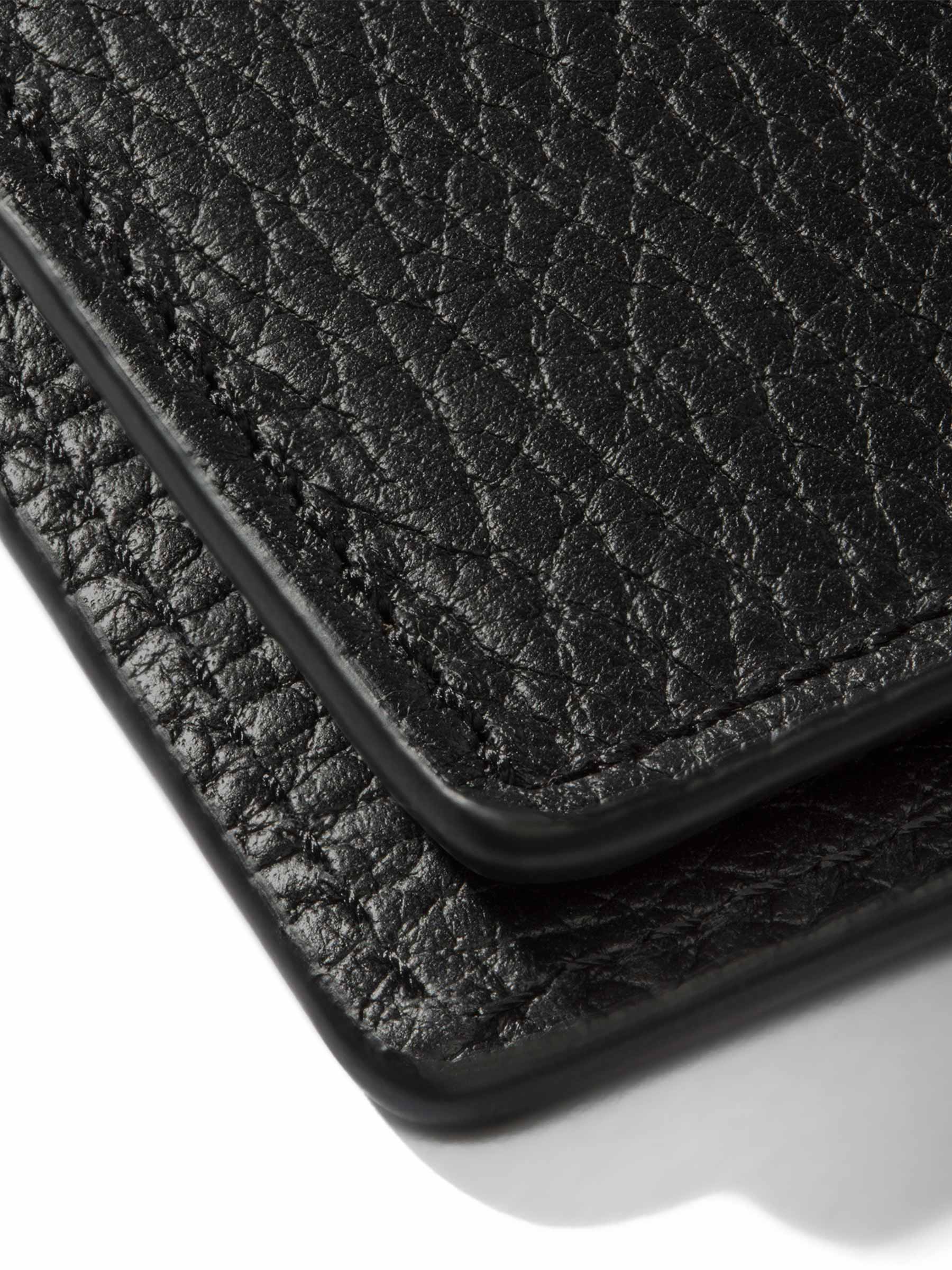 Closeup of leather folio showing its texture.
