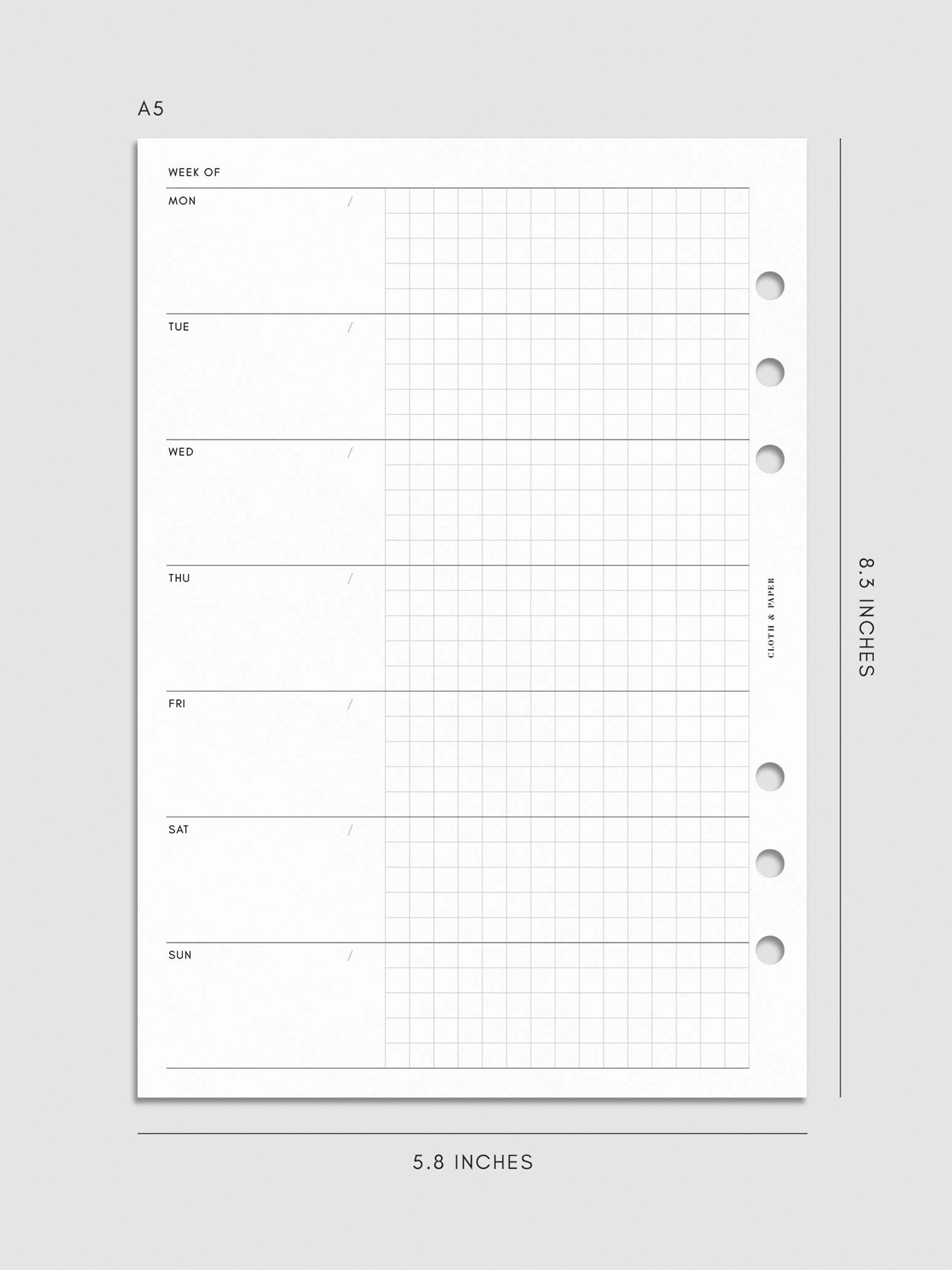 Digital mockup of insert sized A5.