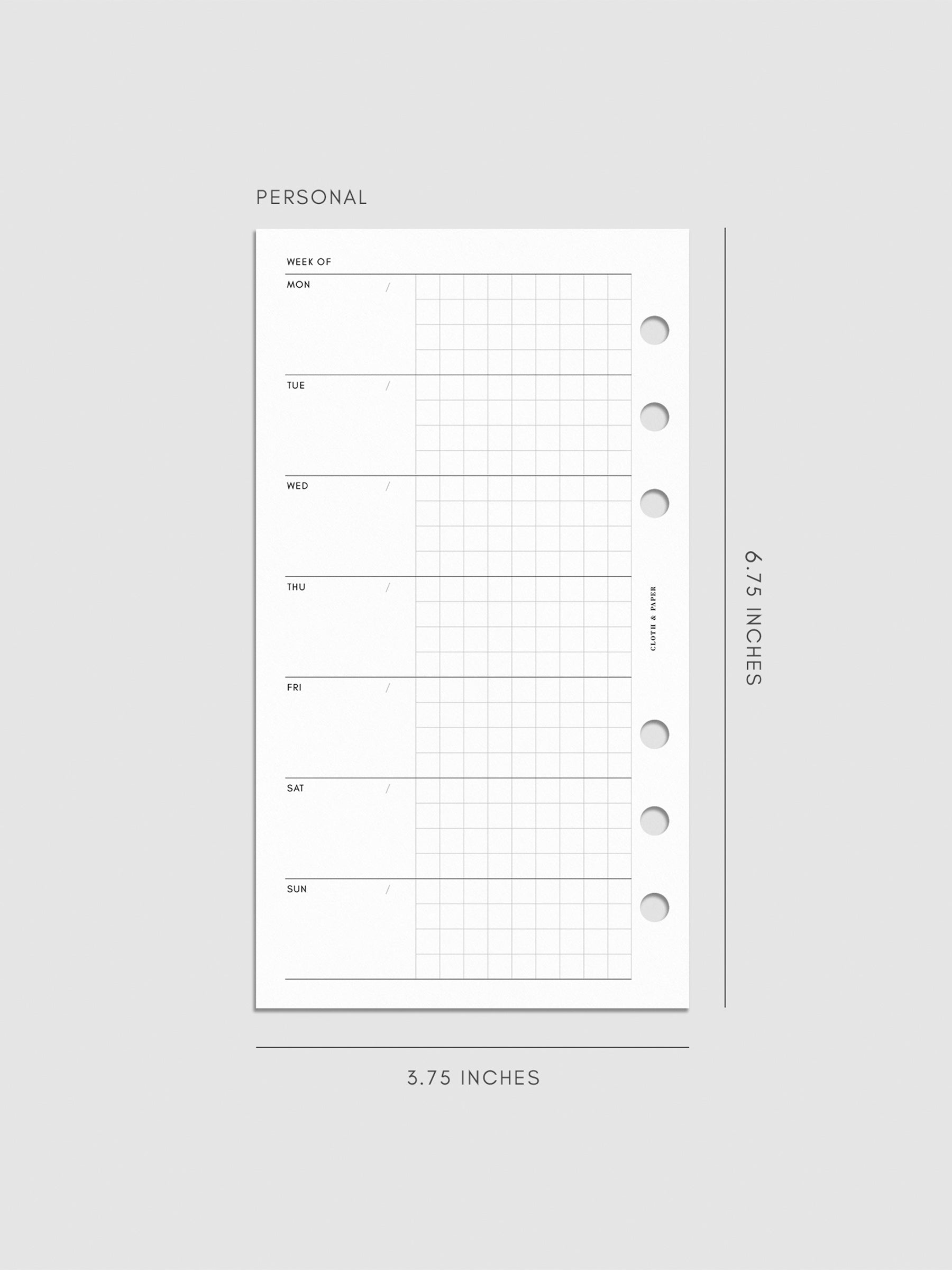 Digital mockup of insert sized Personal.