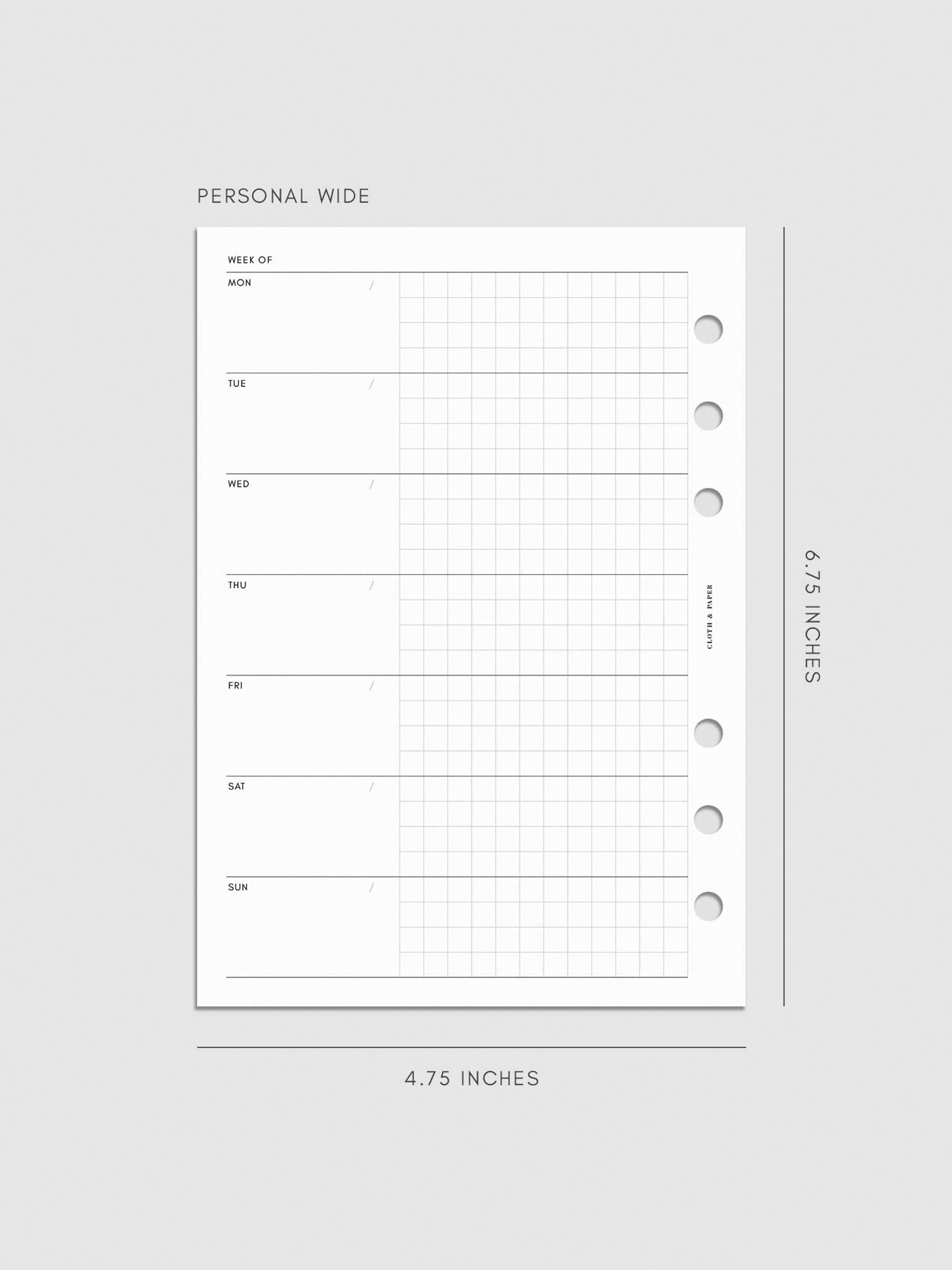 Digital mockup of insert sized Personal Wide.