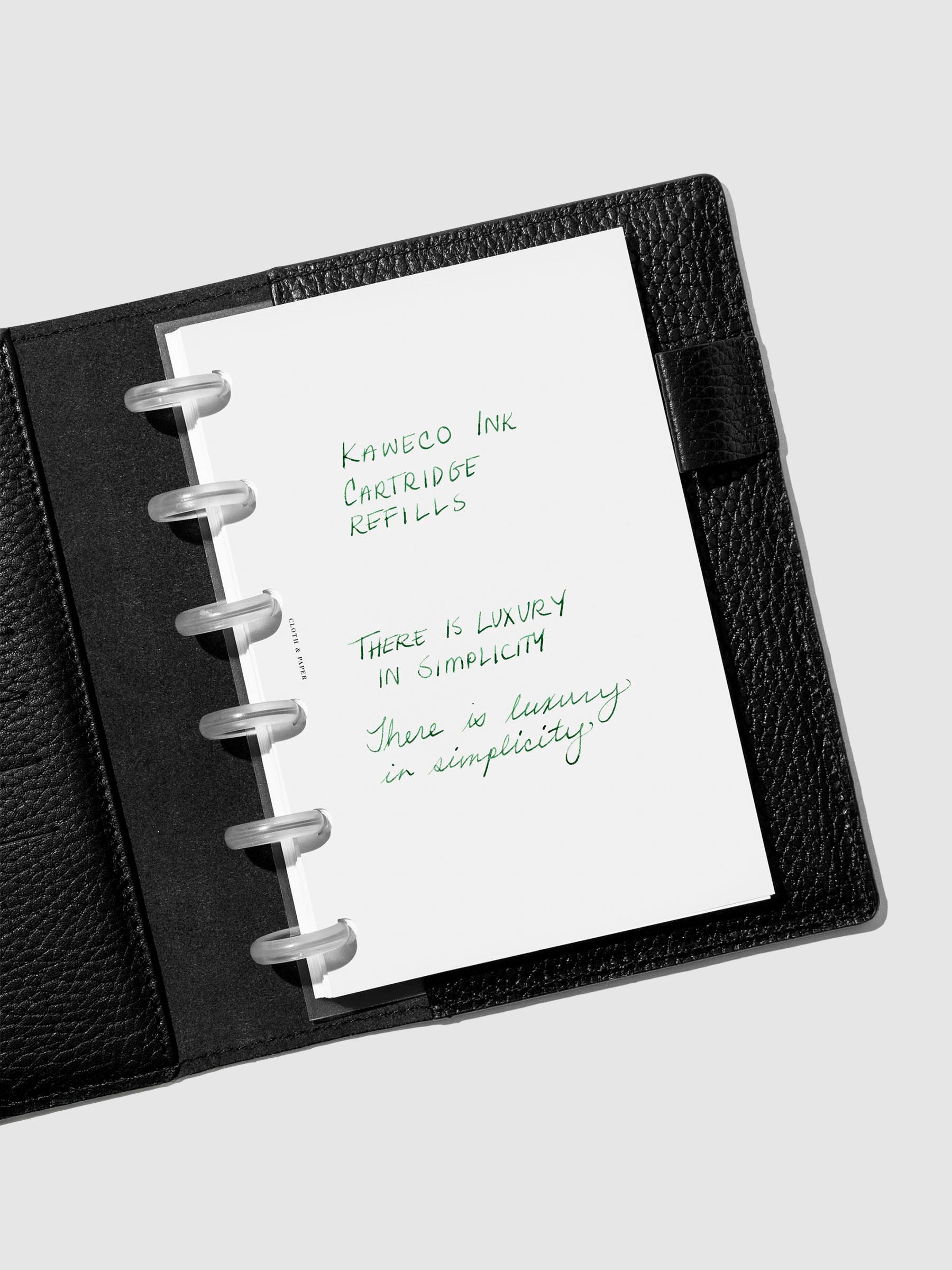 Pen testing sheet showing the color of the ink - Palm Green.