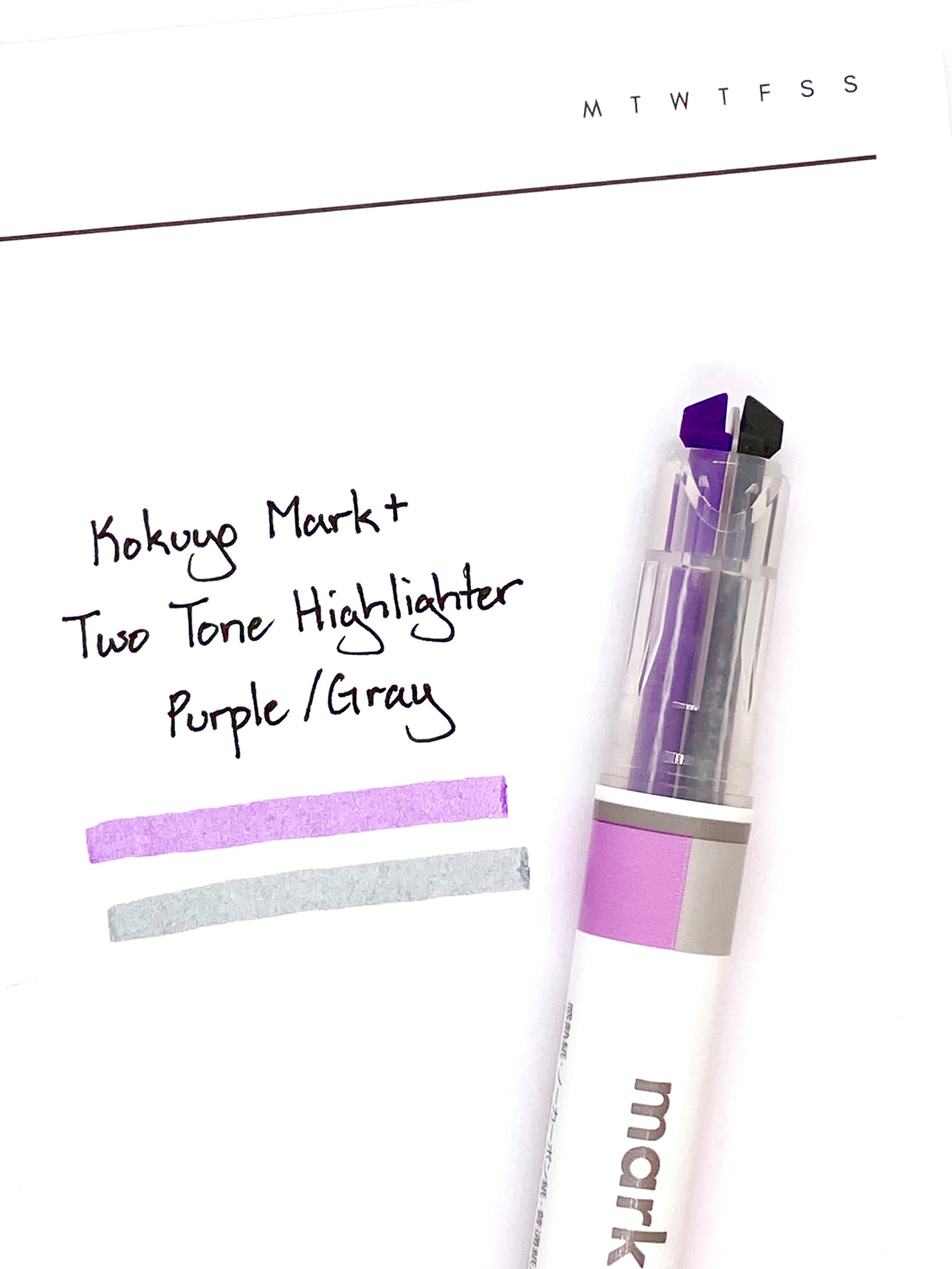 kokuyo mark plus two tone highlighter gray type purple