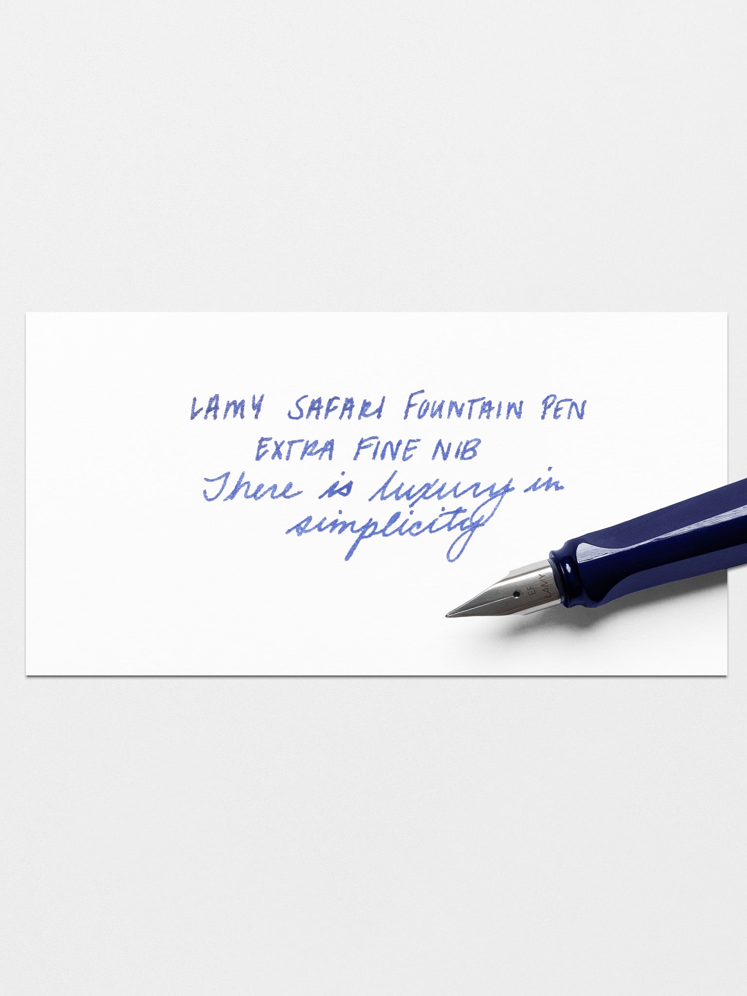 Handwritten writing sample using the Lamy Safari Fountain Pen in Dark Dusk with an Extra Fine nib.