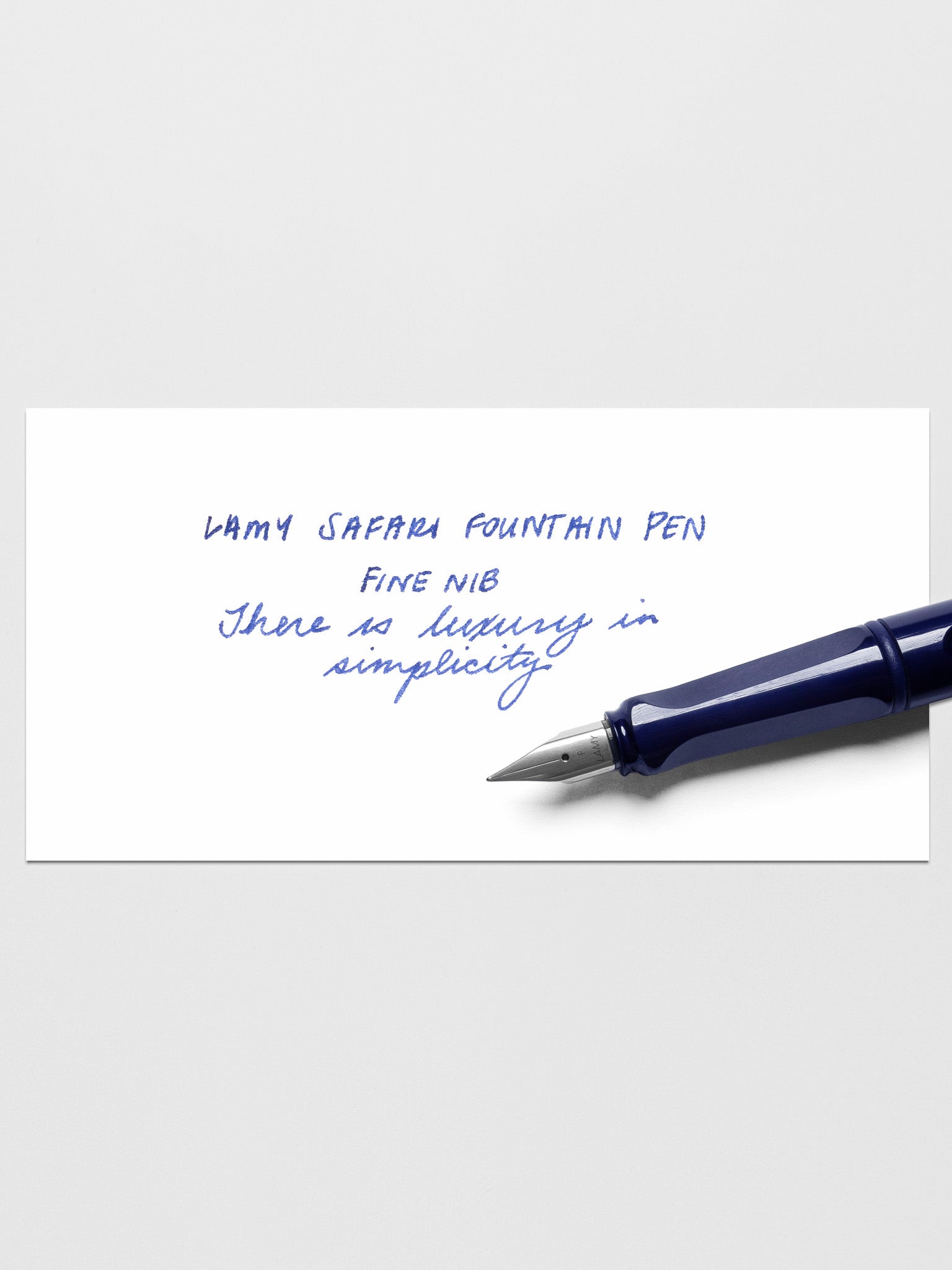 Handwritten writing sample using the Lamy Safari Fountain Pen in Dark Dusk with a Fine nib.