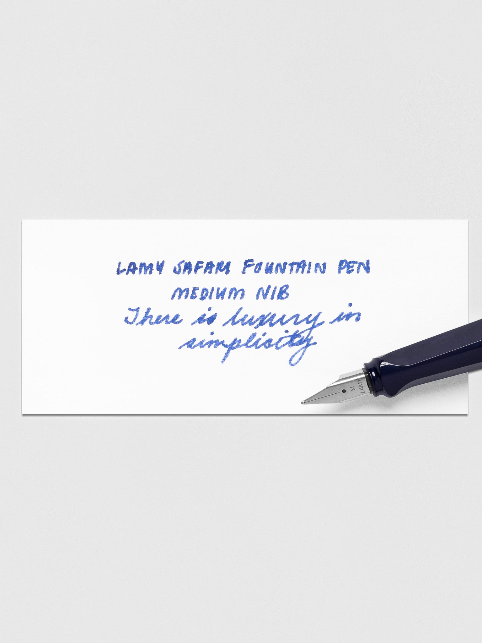 Handwritten writing sample using the Lamy Safari Fountain Pen in Dark Dusk with a Medium nib.