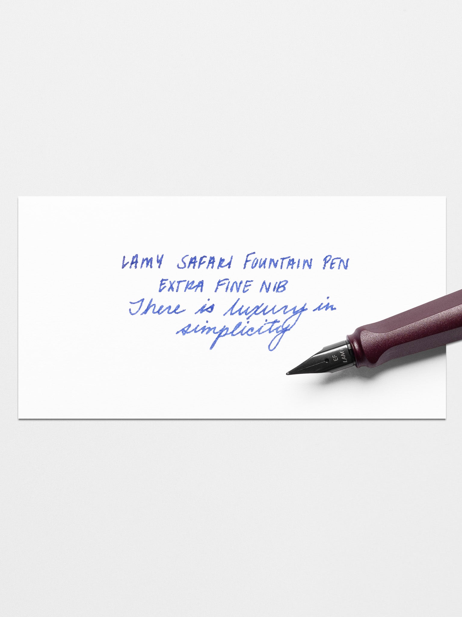 Handwritten writing sample using the Lamy Safari Fountain Pen in Scarlett with an Extra Fine nib.