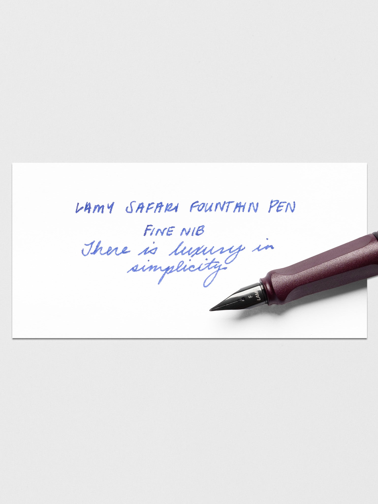 Handwritten writing sample using the Lamy Safari Fountain Pen in Scarlett with a Fine nib.