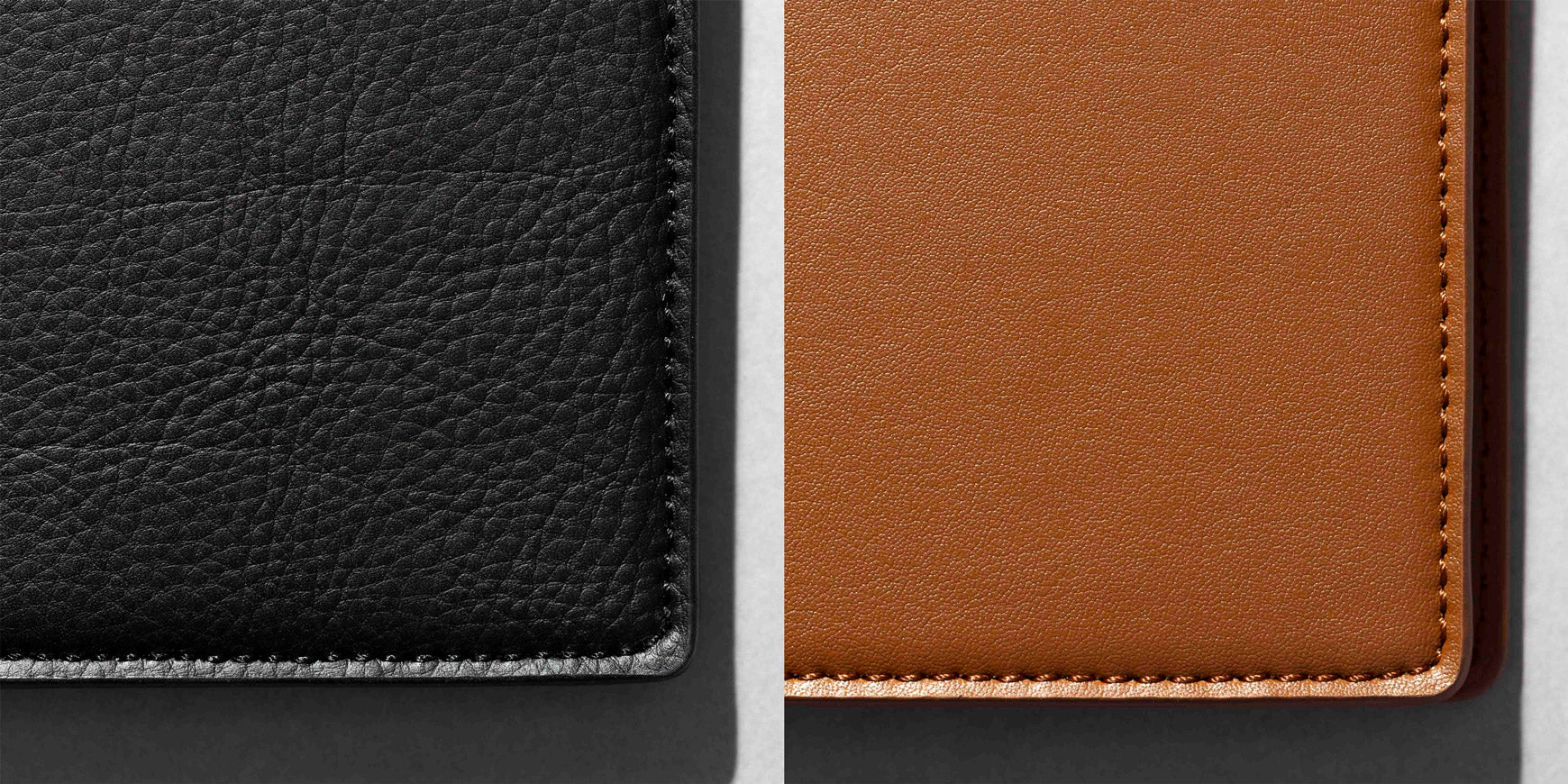 Corners of two of our Cactus Leather Folios. Colors in Mesa and Clay.