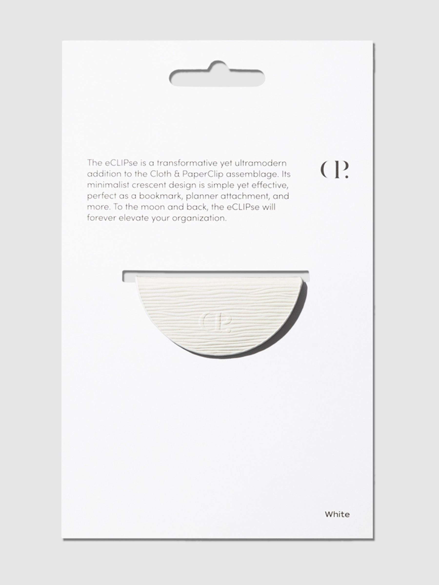 White bookmark shown in its packaging on a neutral background.