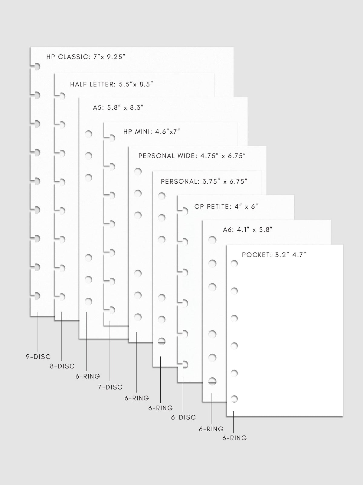 Planner Inserts Size Guide