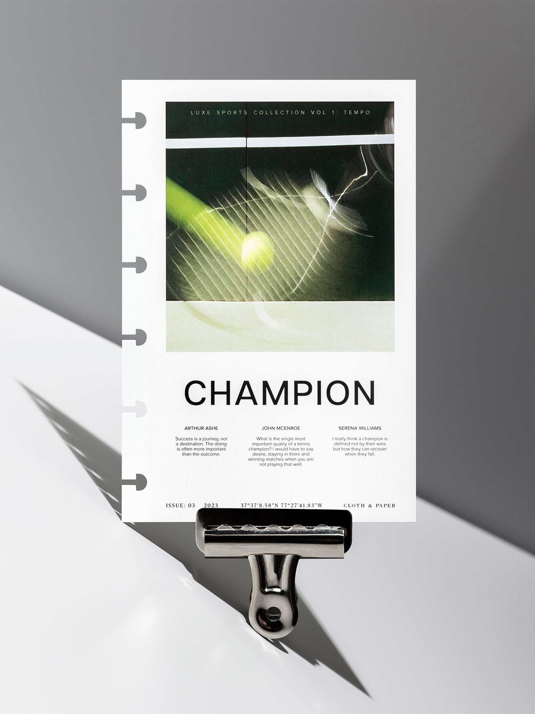 Champion dashboard displayed with a clip on a neutral gray background. Size shown is CP Petite.