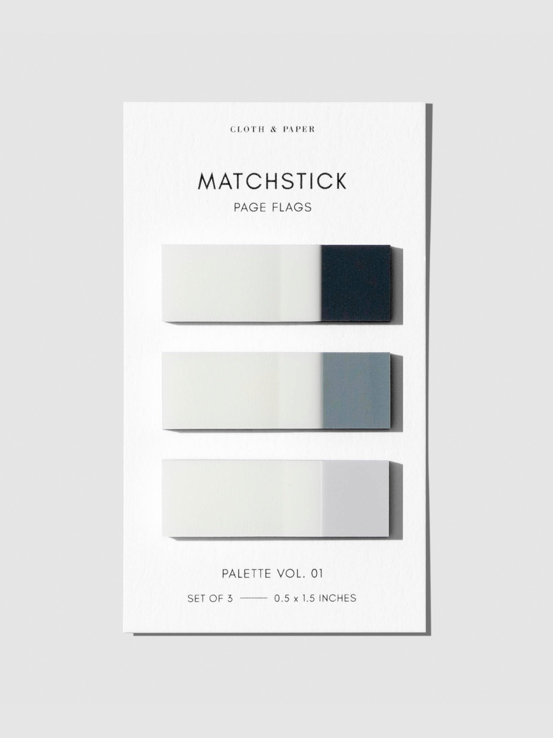 Matchstick Page Flag Set | Palette Vol. 01 | Lagoon, Mykonos + Aspen | Cloth and Paper