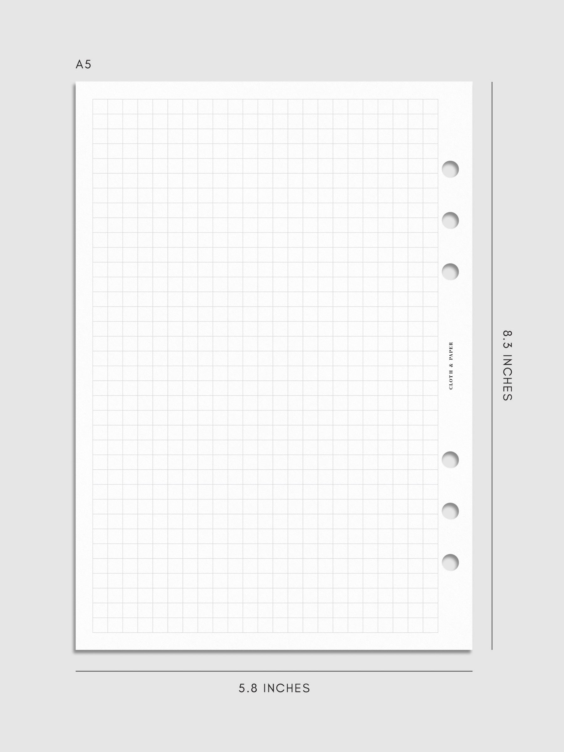 Digital mockup of inserts in A5. Graph notes section.