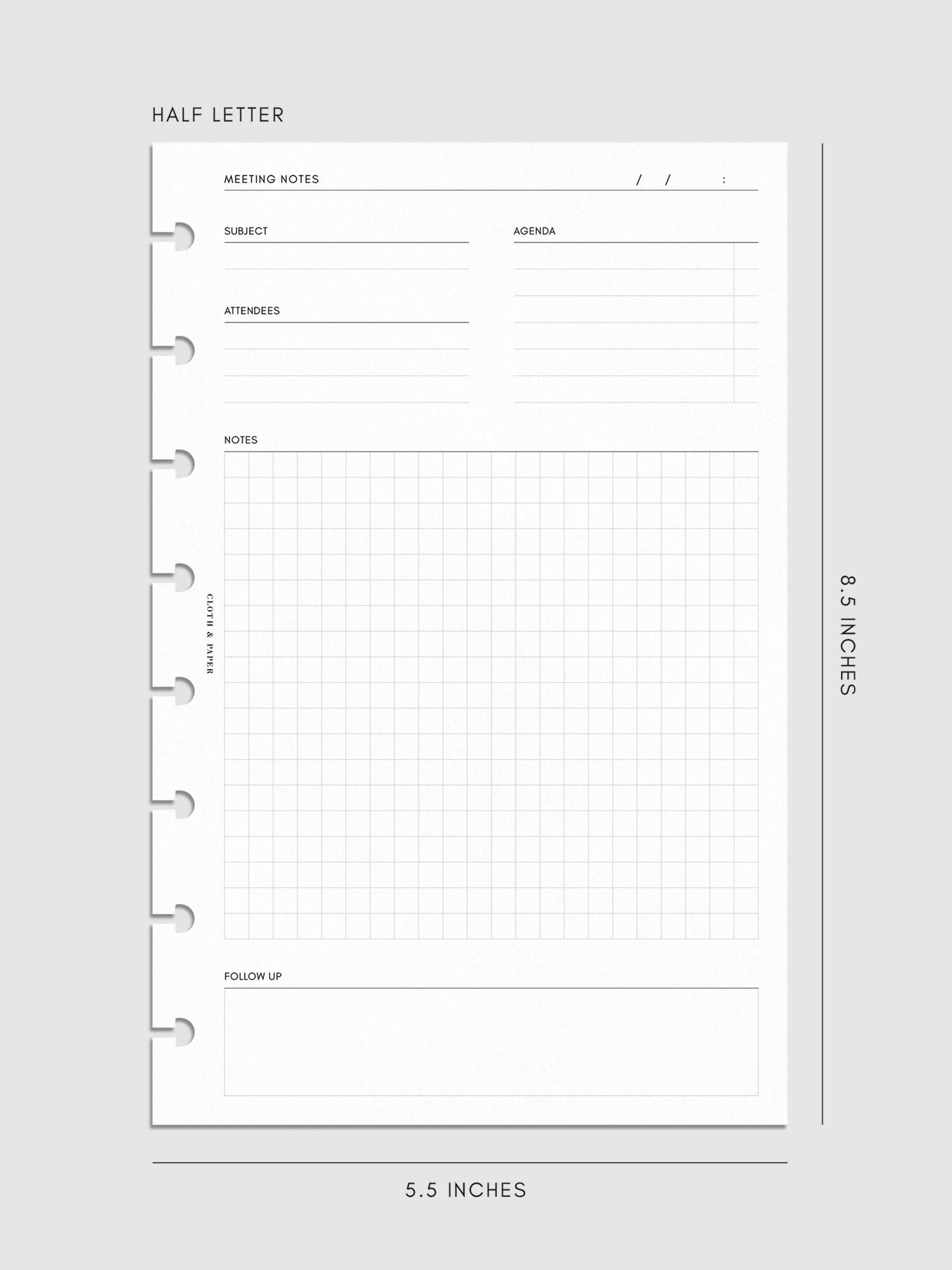 Digital mockup of inserts in Half Letter.