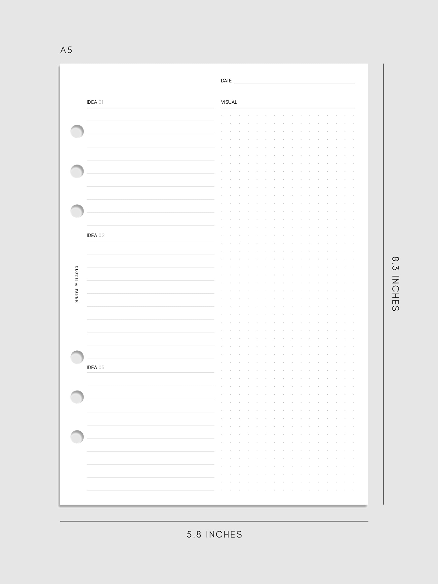 Digital mockup of insert in A5 sizing.