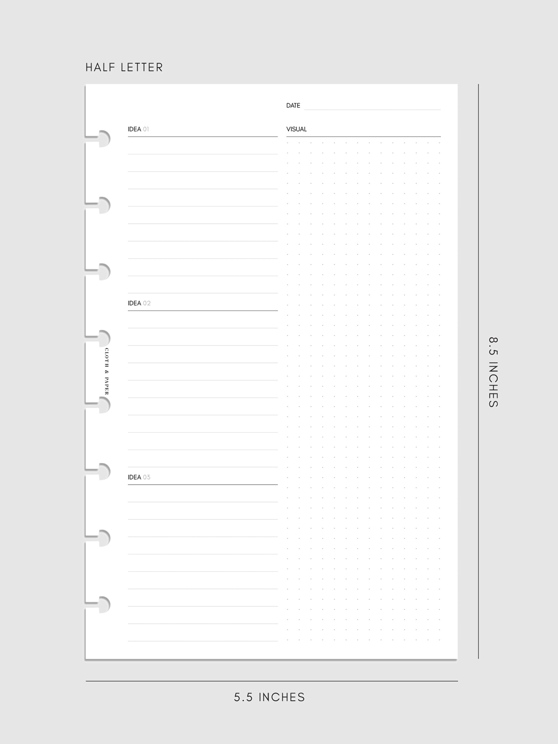 Digital mockup of insert in Half Letter sizing.