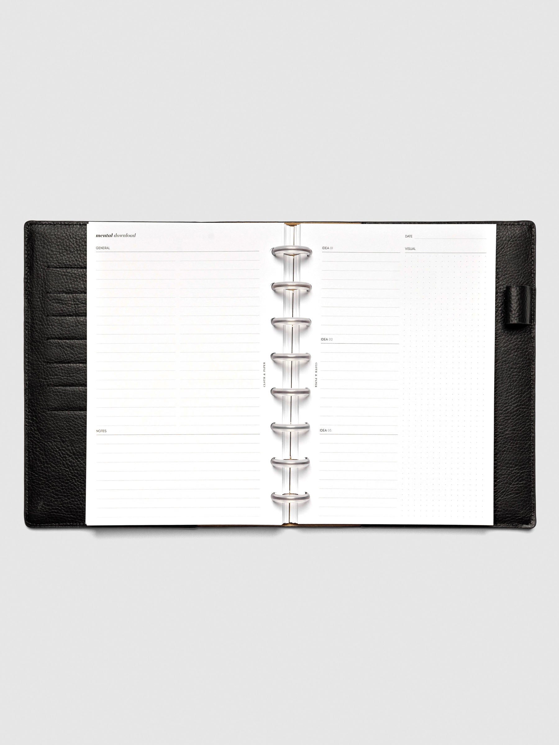 Insert in use inside a discbound planner system. Size shown is Half Letter.