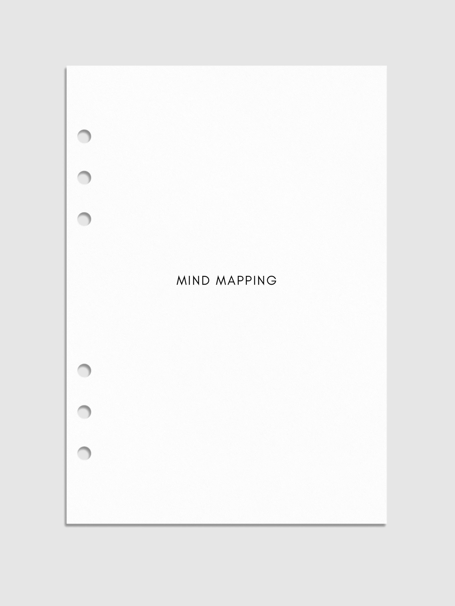 Mind Mapping Inserts, A5, Cloth and Paper. Mockup of title page of insert in A5 sizing.