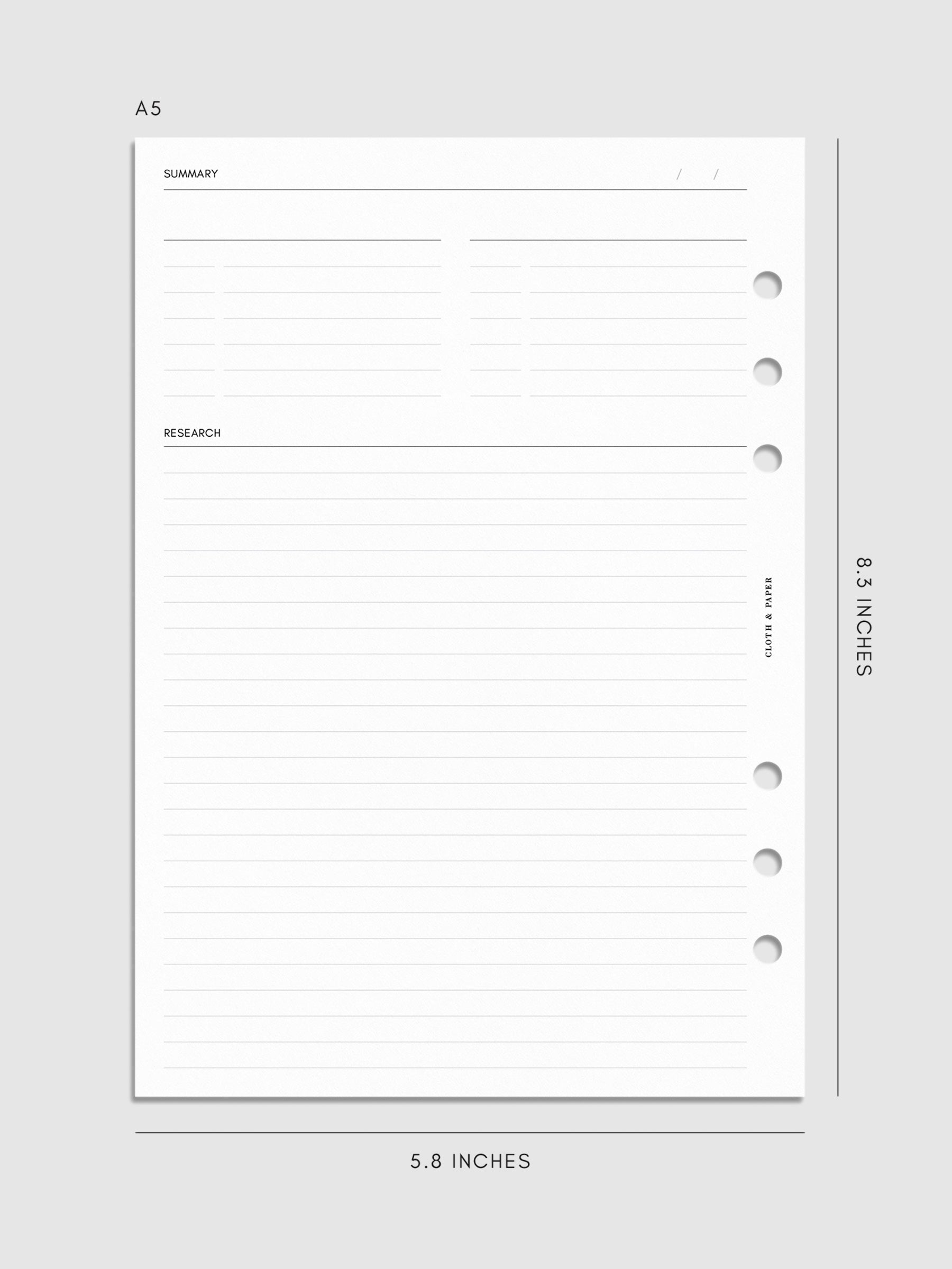 Mockup of insert in A5 sizing.