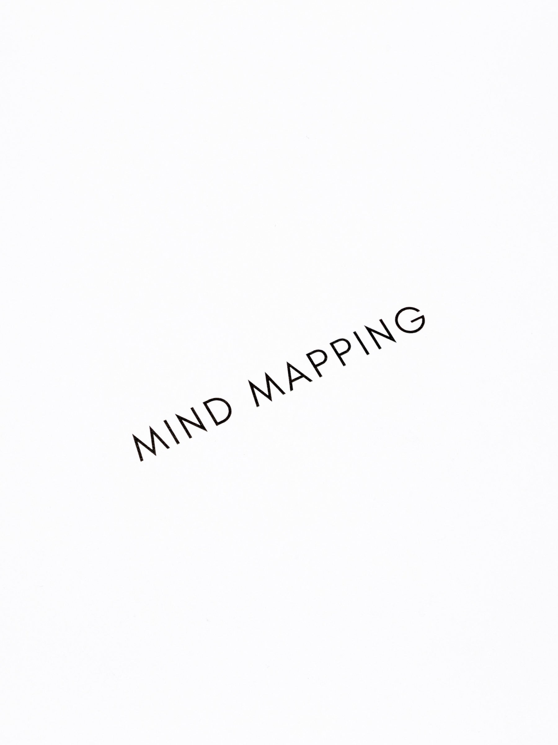 Close up of text on the cover page of the insert that reads "Mind Mapping" in all capital letters.