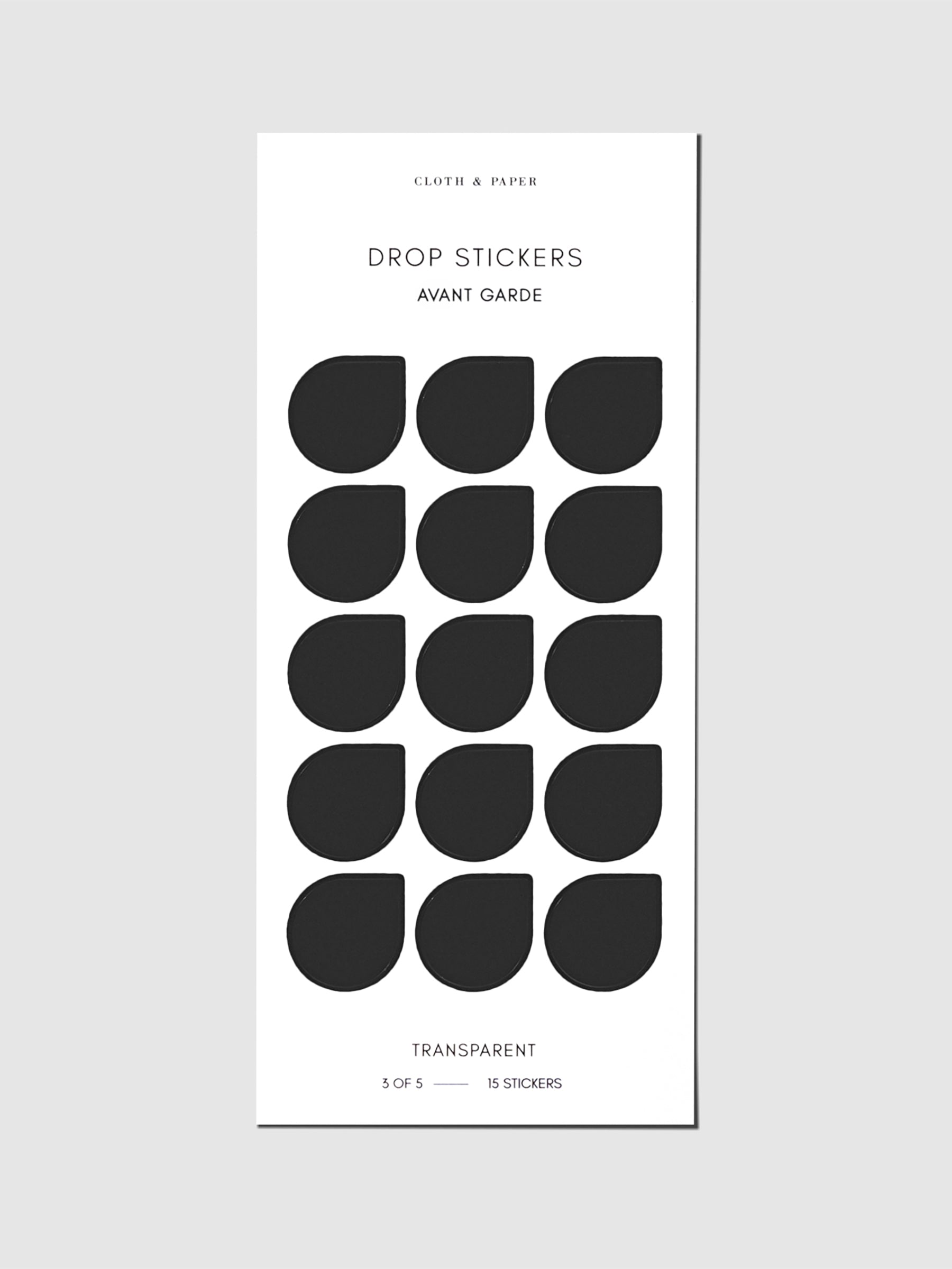 Sticker sheet displayed on a neutral background. Sticker size shown is large, color shown is Avant Garde.