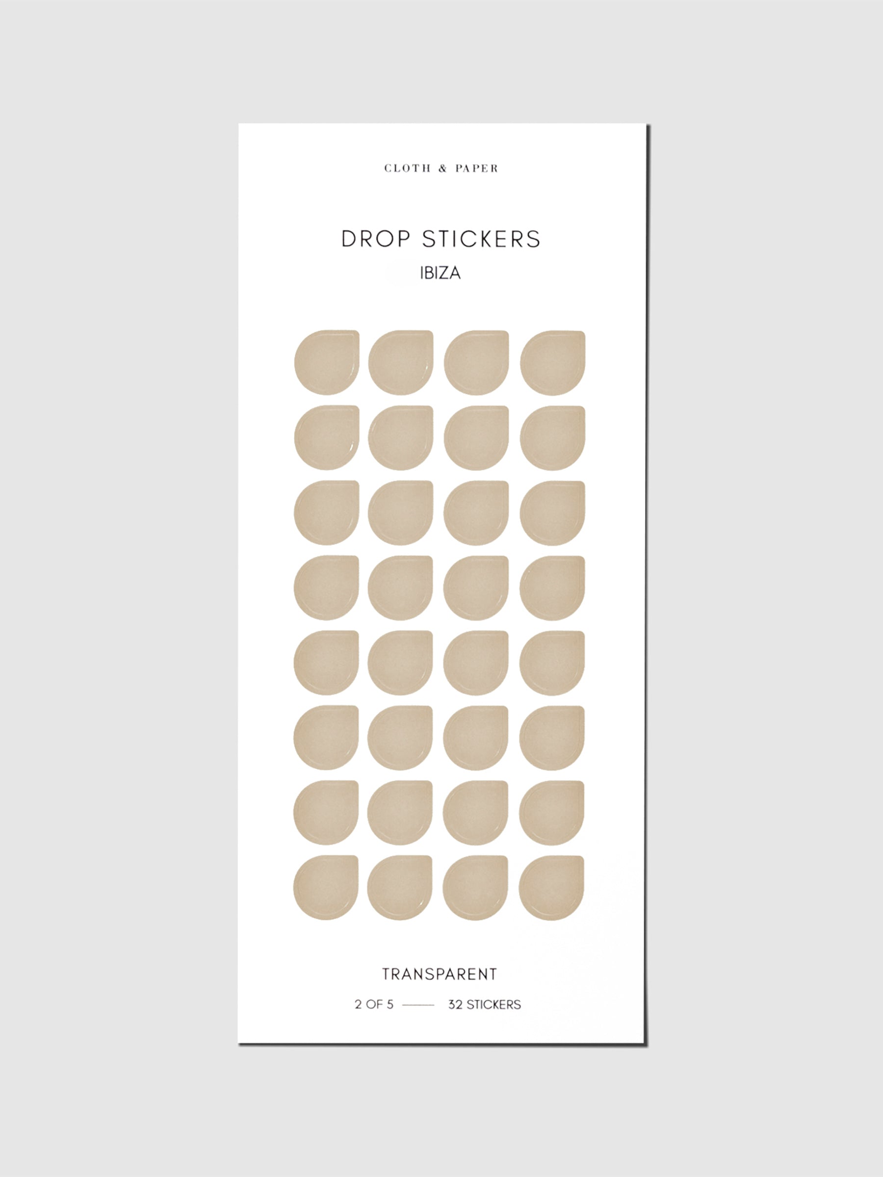 Sticker sheet displayed on a neutral background. Sticker size shown is medium, color shown is Ibiza.