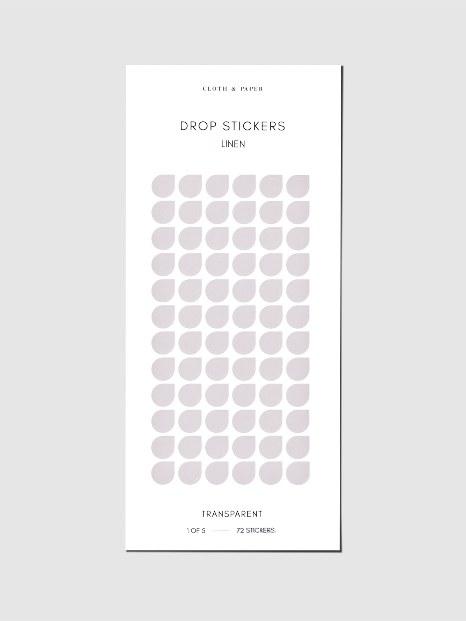 Sticker sheet displayed on a neutral background. Sticker size shown is small, color shown is Linen.