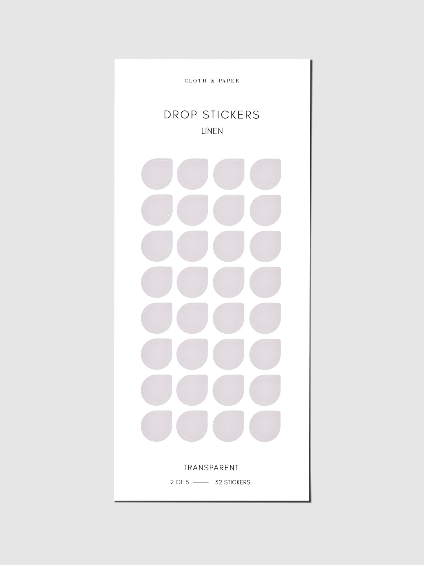 Sticker sheet displayed on a neutral background. Sticker size shown is medium, color shown is Linen.