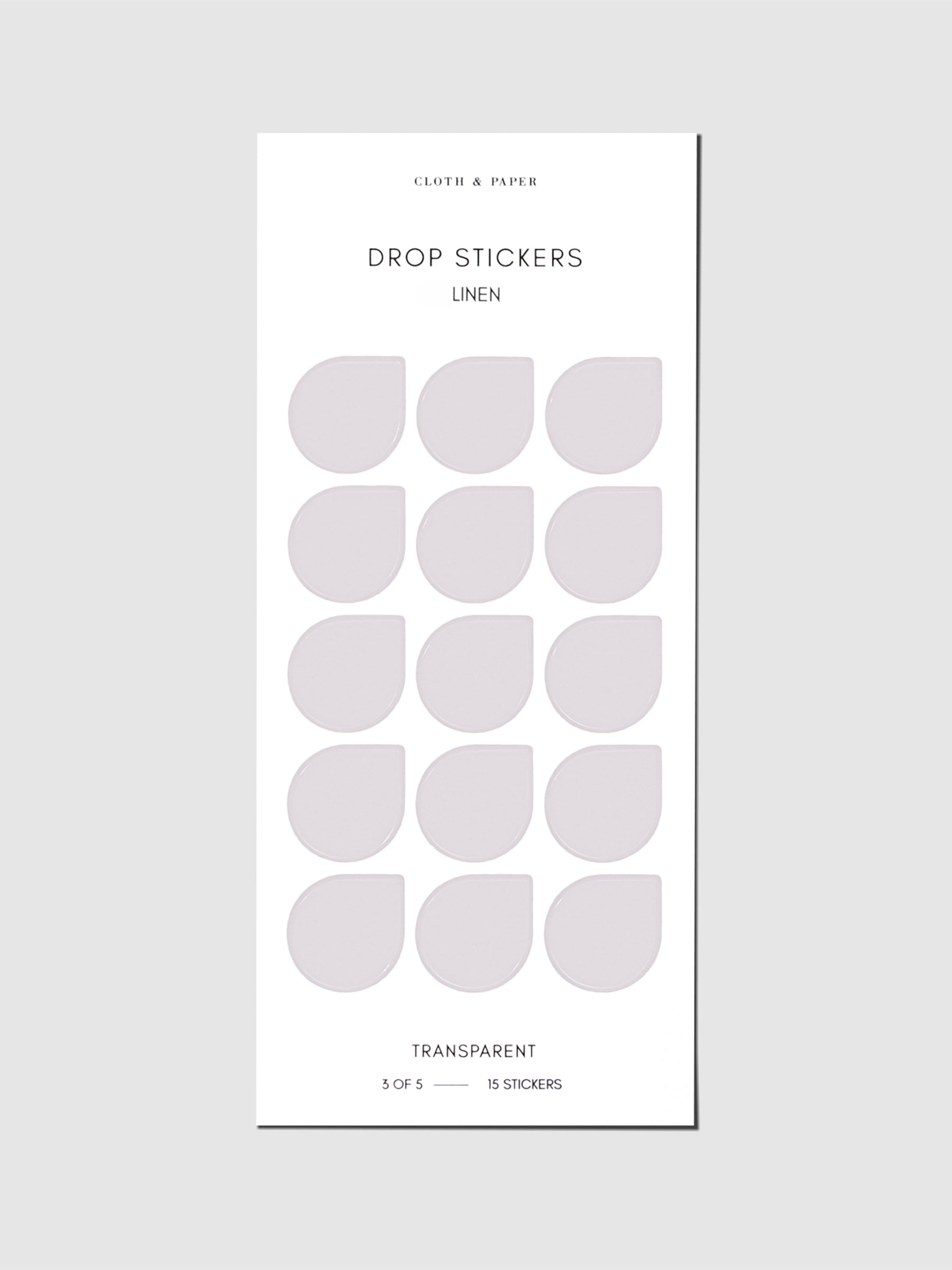 Sticker sheet displayed on a neutral background. Sticker size shown is large, color shown is Linen.