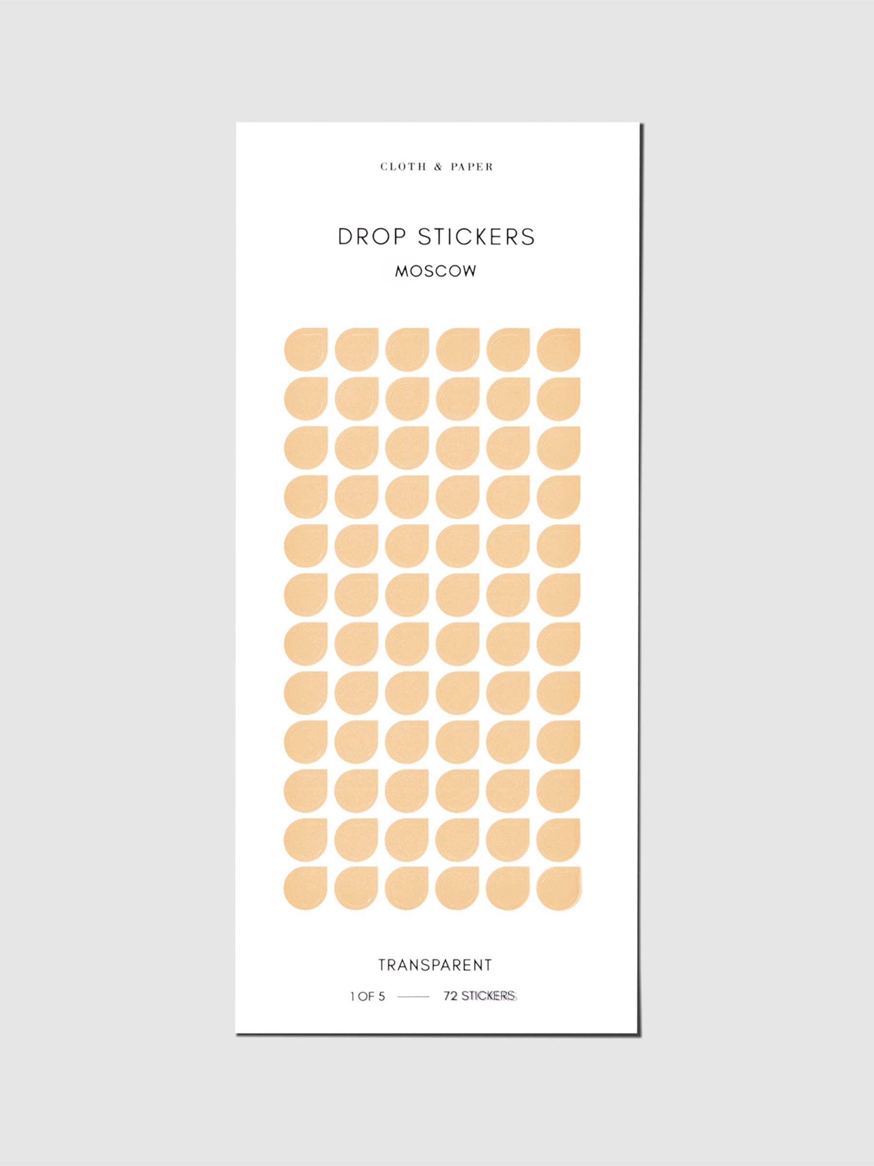 Sticker sheet displayed on a neutral background. Sticker size shown is small, color shown is Moscow.