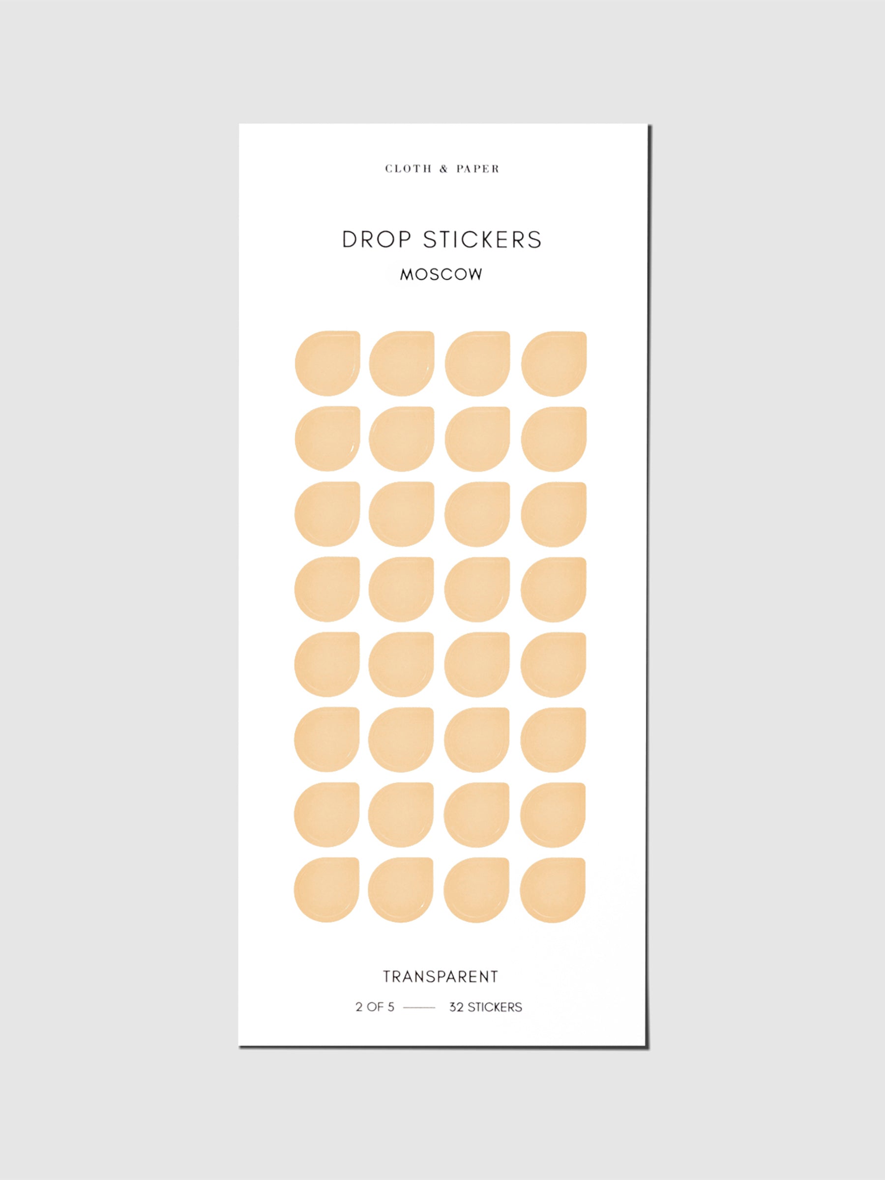 Sticker sheet displayed on a neutral background. Sticker size shown is medium, color shown is Moscow.