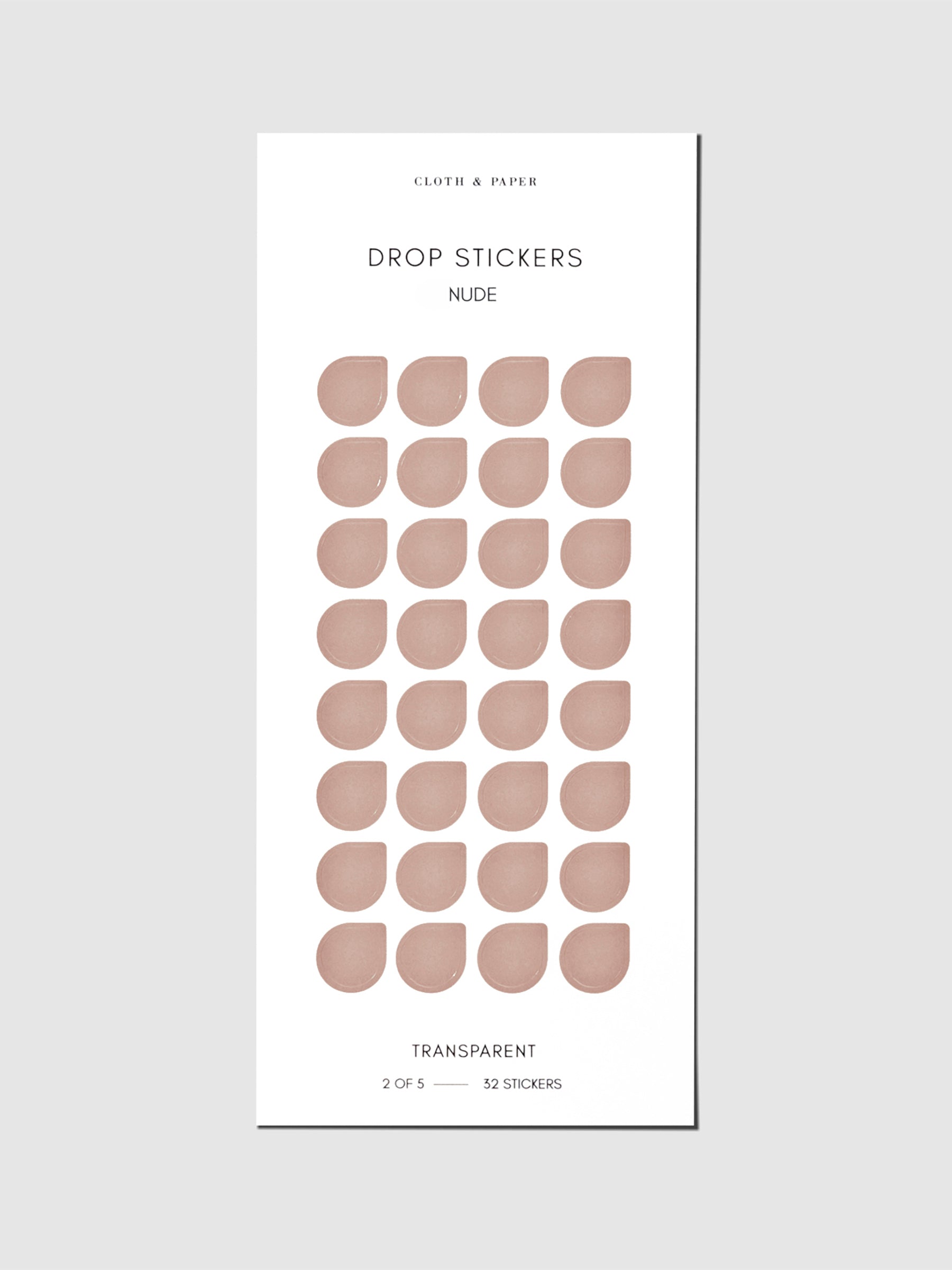 Sticker sheet displayed on a neutral background. Sticker size shown is medium, color shown is Nude.