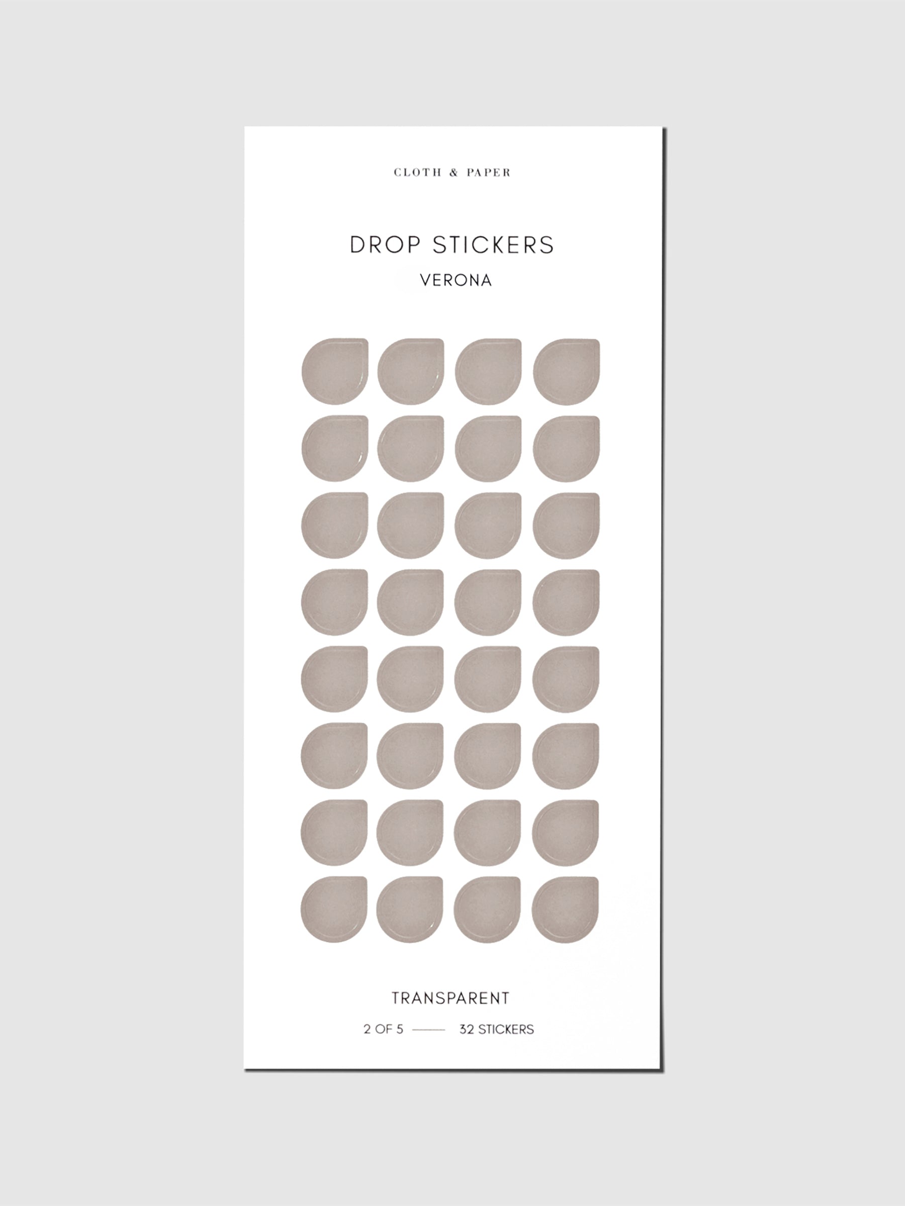 Sticker sheet displayed on a neutral background. Sticker size shown is medium, color shown is Verona.