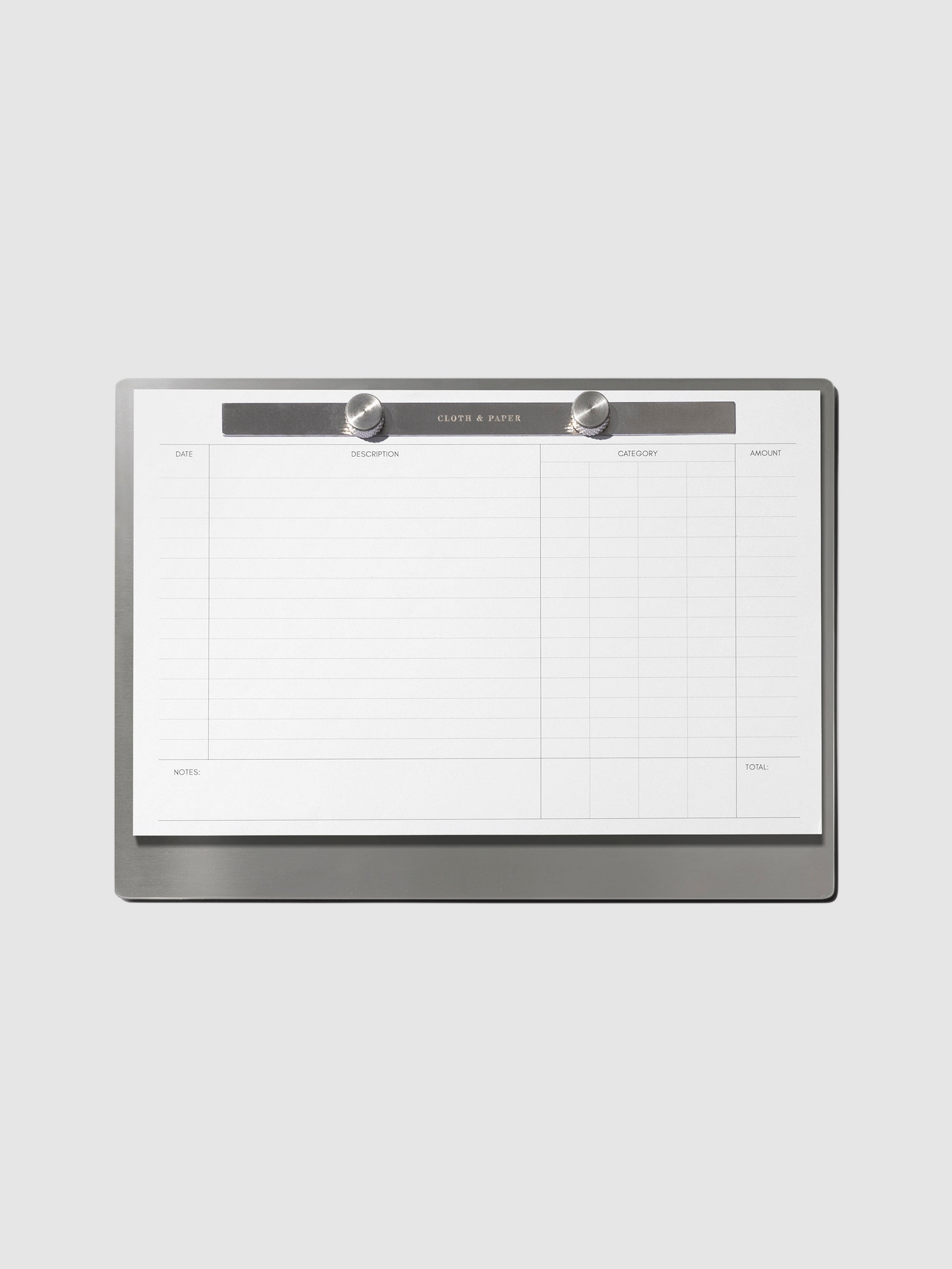 Modern Bound Notepad with Financial inserts shown on a neutral background.