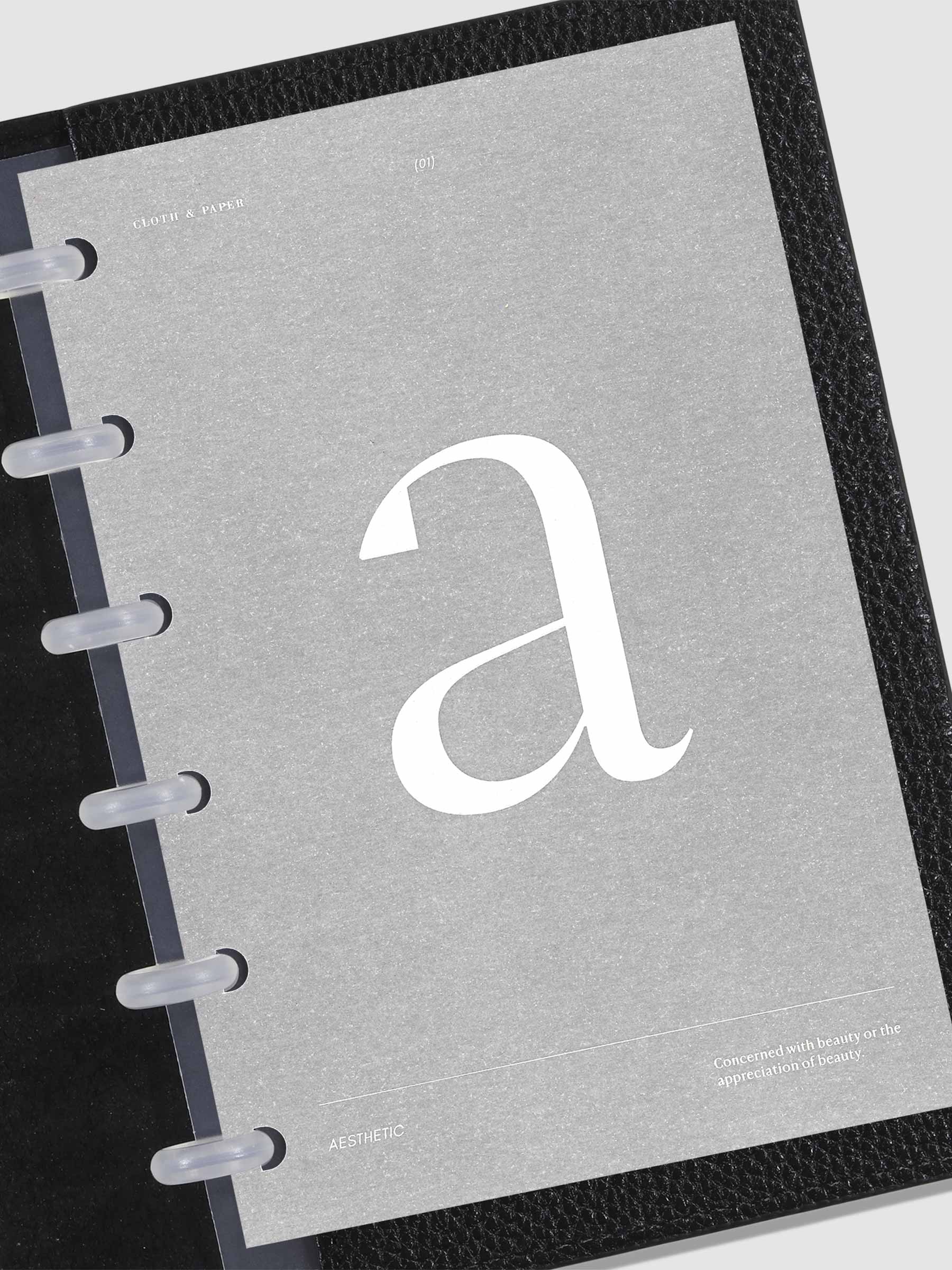 Monogram Vellum Planner Dashboard A in use in a leather planner.