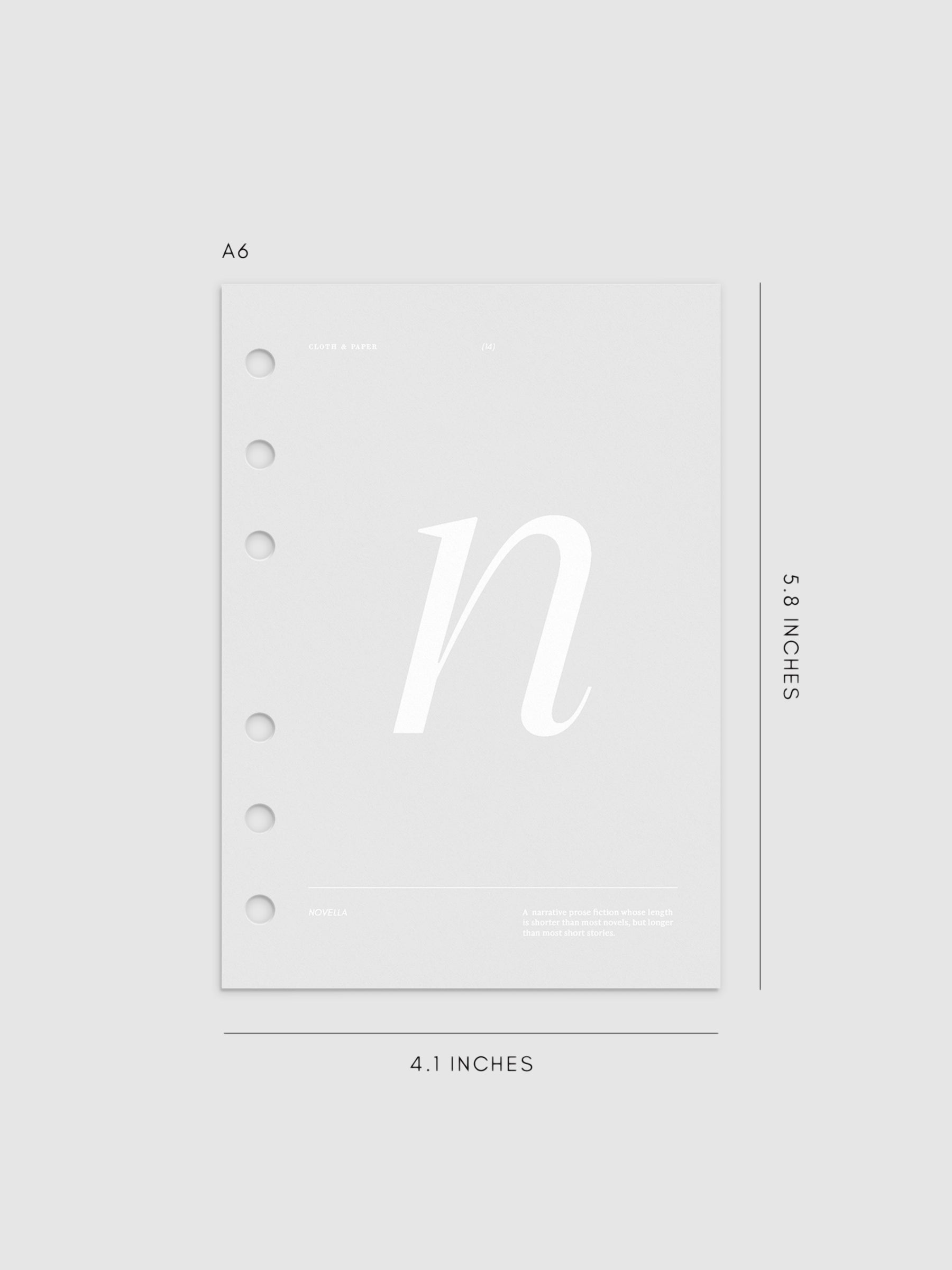 Monogram Vellum Planner Dashboard N in A6 displayed on a neutral background.