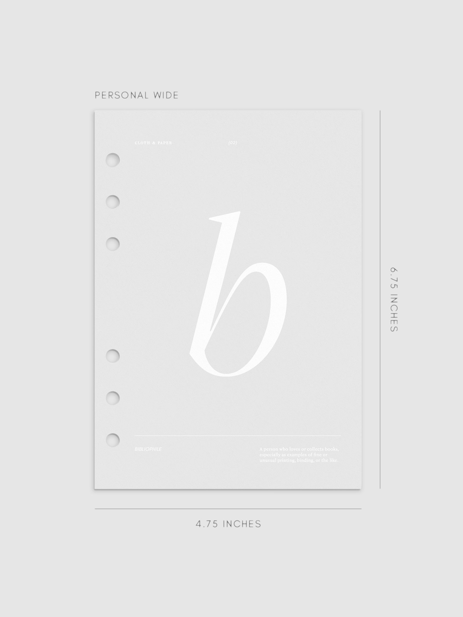 Monogram Vellum Planner Dashboard B in Personal Wide displayed on a neutral background.