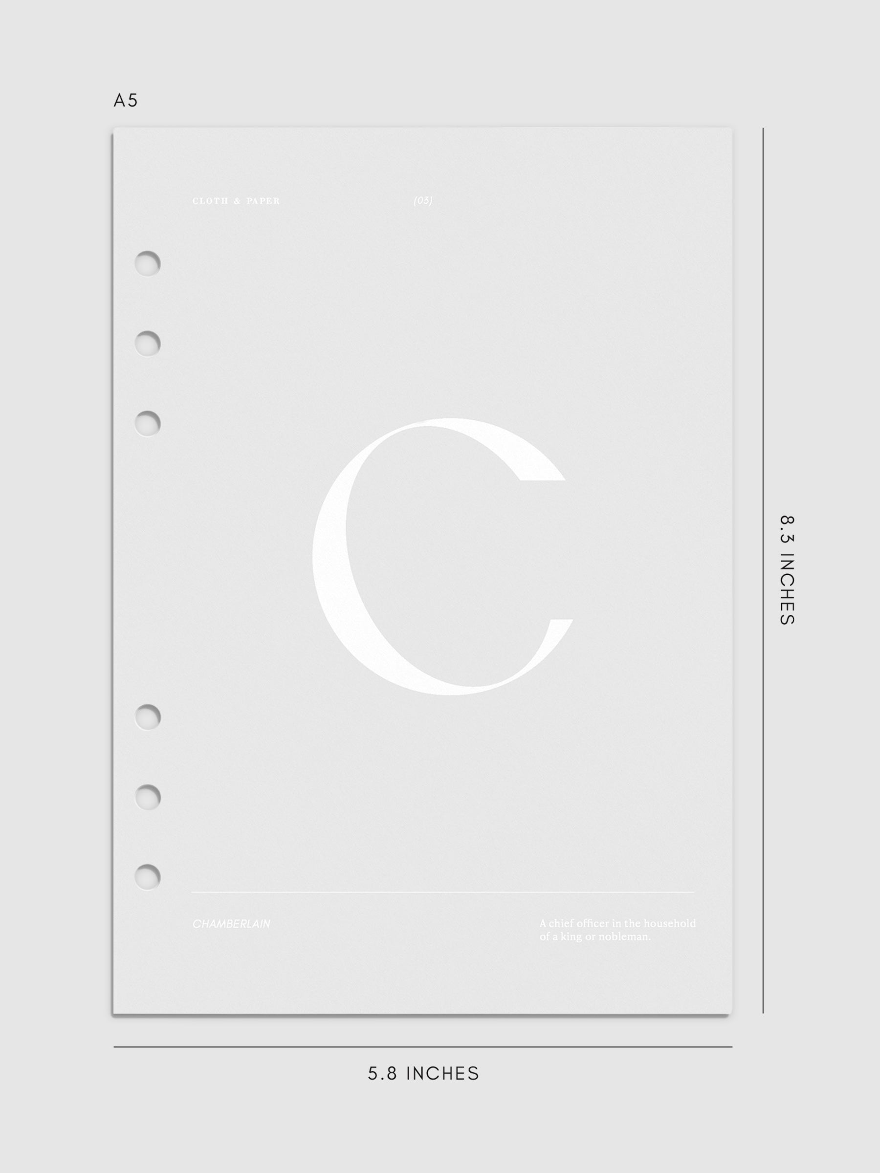 Monogram Vellum Planner Dashboard C in A5 displayed on a neutral background.