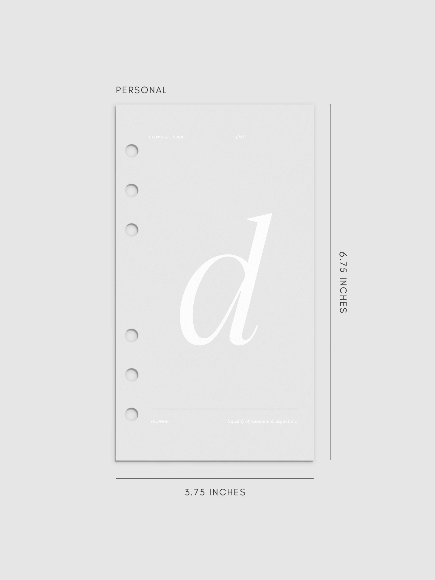 Monogram Vellum Planner Dashboard D in Personal displayed on a neutral background.