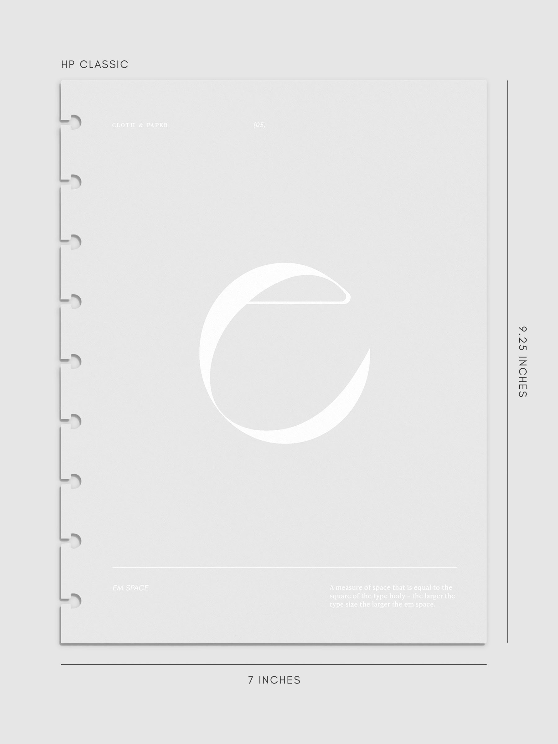 Monogram Vellum Planner Dashboard E in HP Classic displayed on a neutral background.